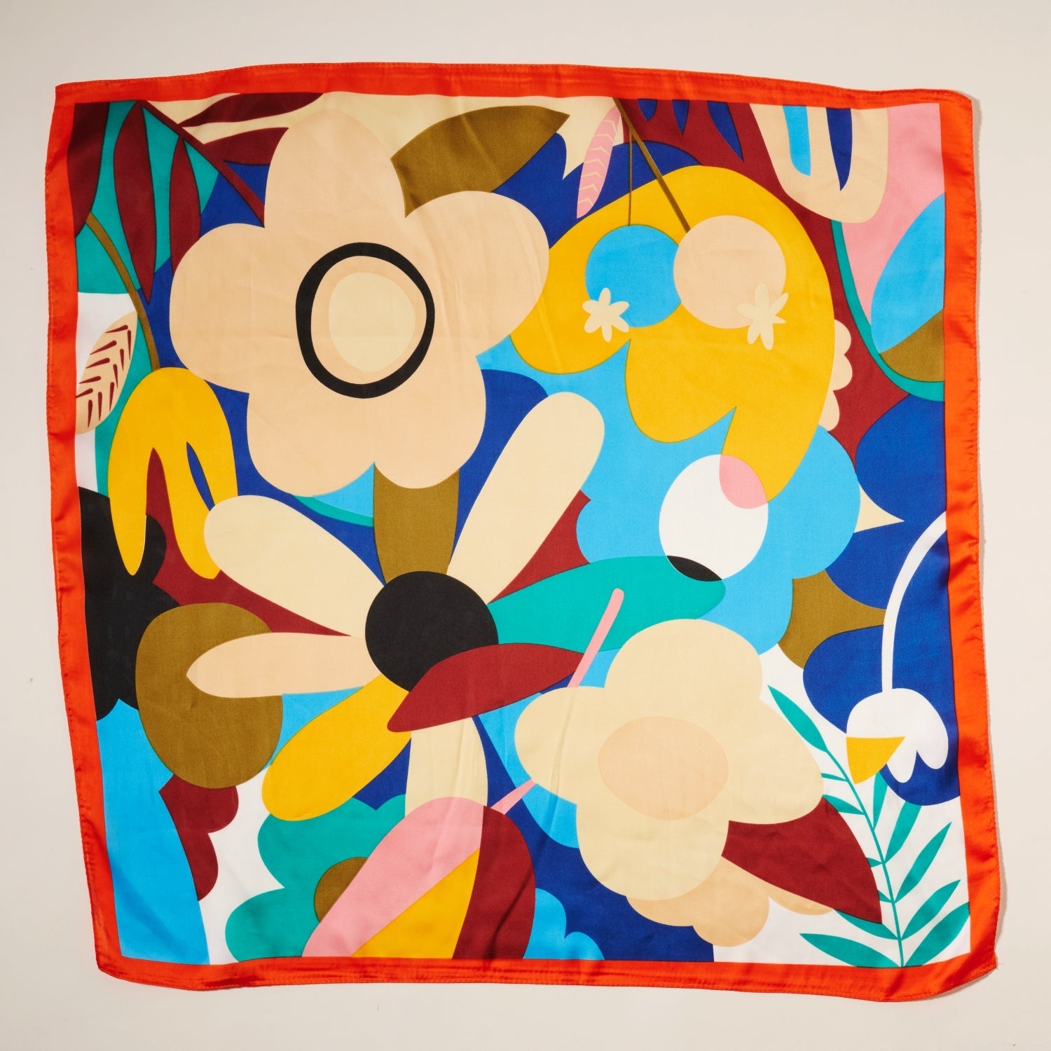 Stylish Large Flower Graphic Print Square Scarf
