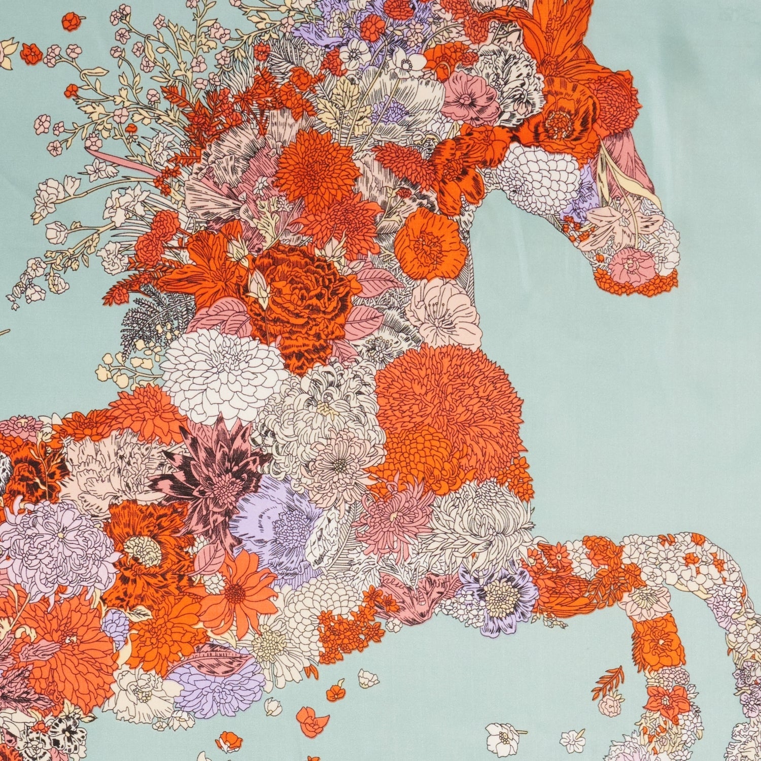 Artistic Flower Horse Print Square Scarf