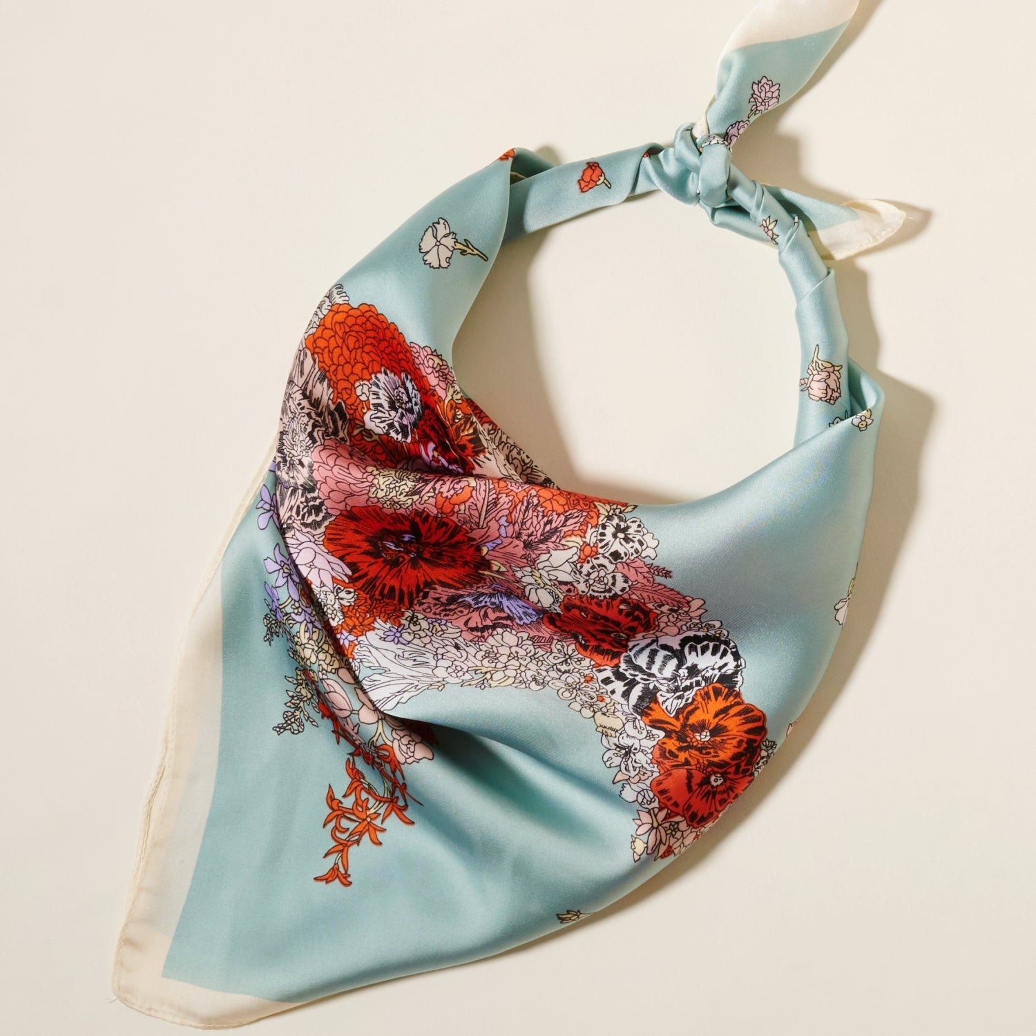Artistic Flower Horse Print Square Scarf