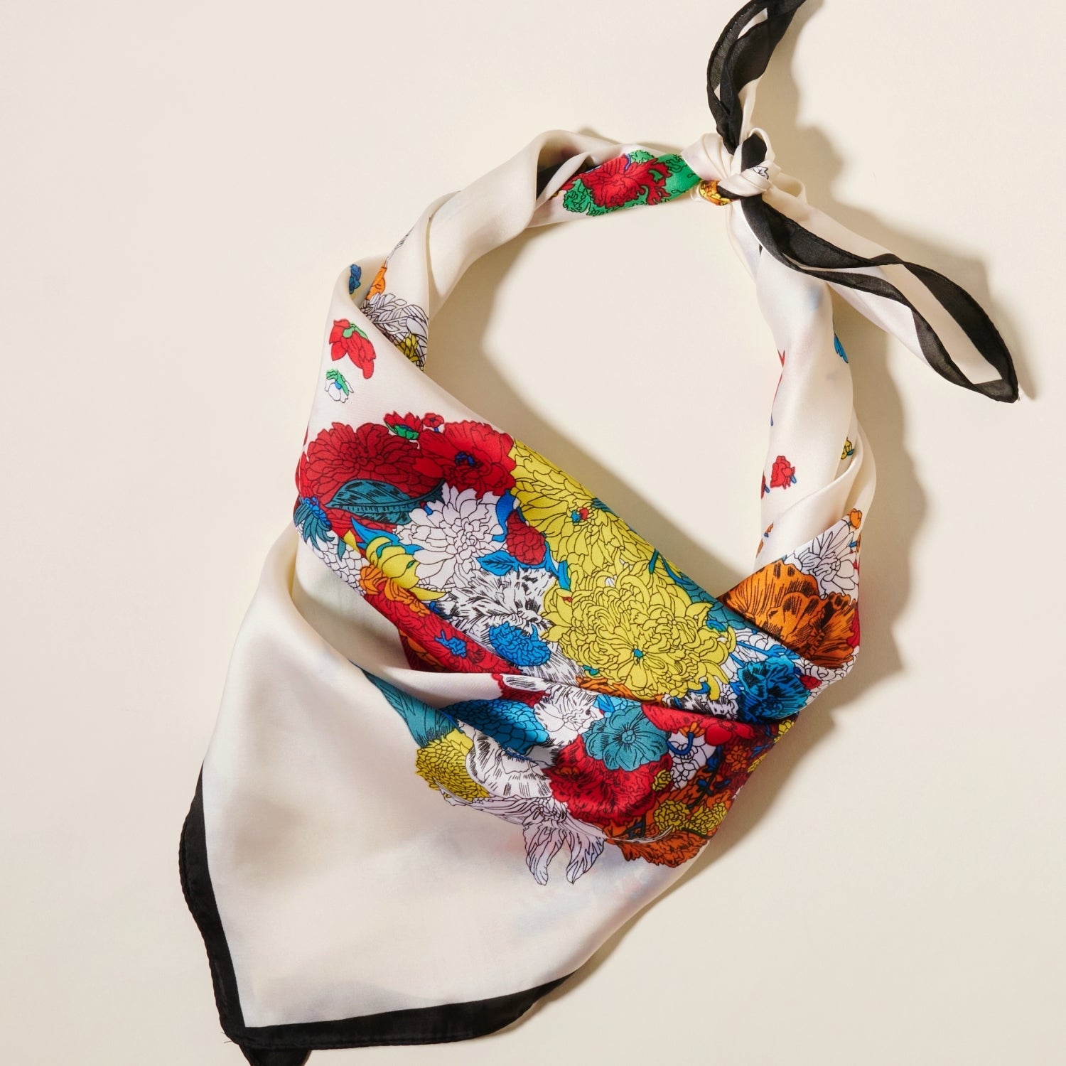 Artistic Flower Horse Print Square Scarf