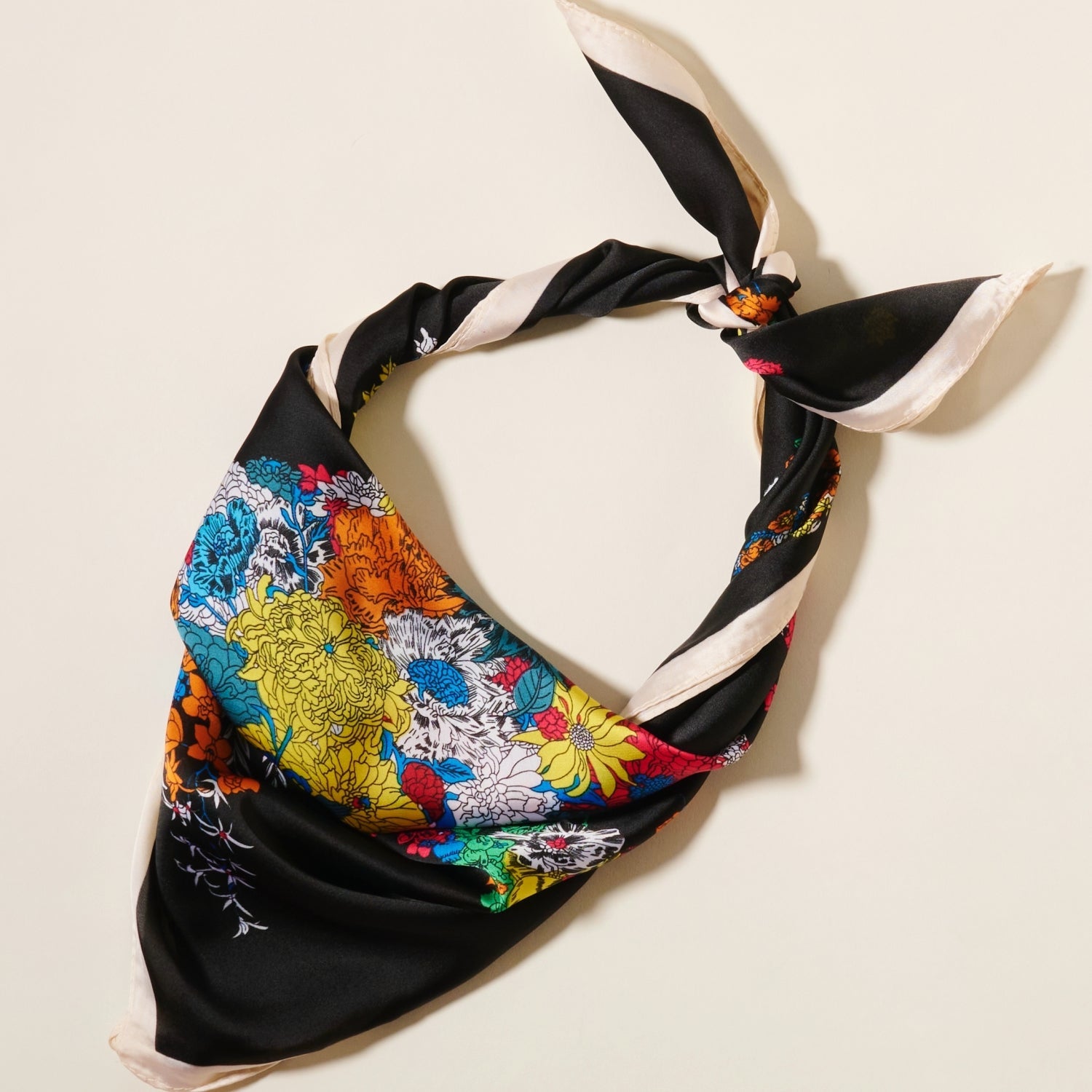 Artistic Flower Horse Print Square Scarf