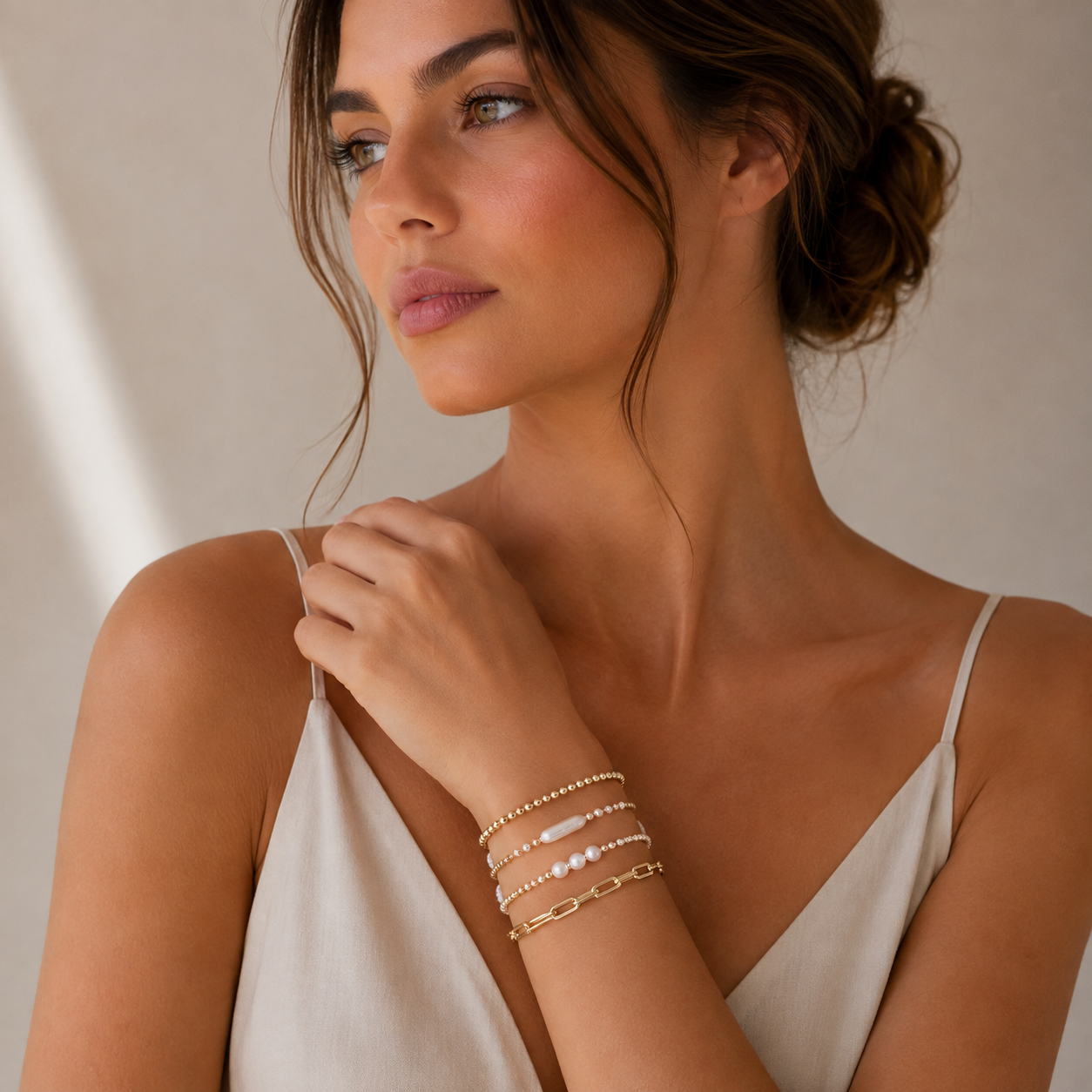 Gold and Pearl Mix Stackable Bracelet Set | Stackable Jewelry