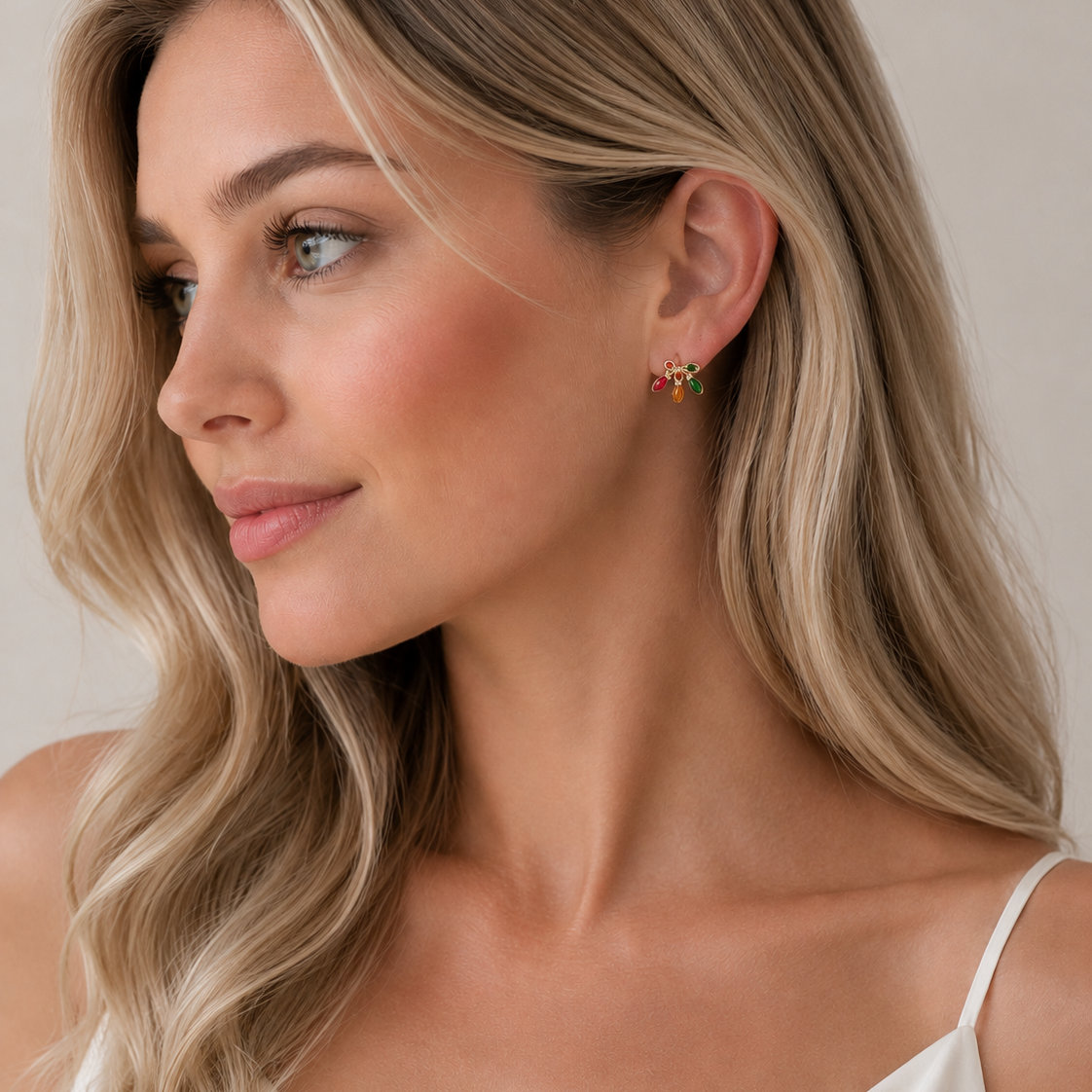 Glitter Christmas Light Stud Earrings