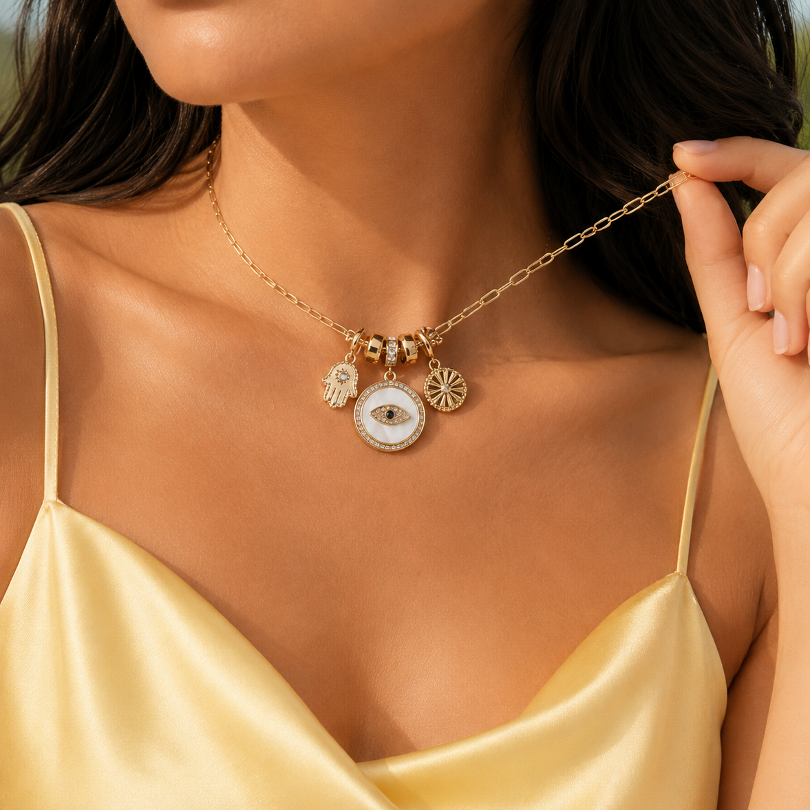 Gold Dipped Symbolic Multi Charm Necklace Collection