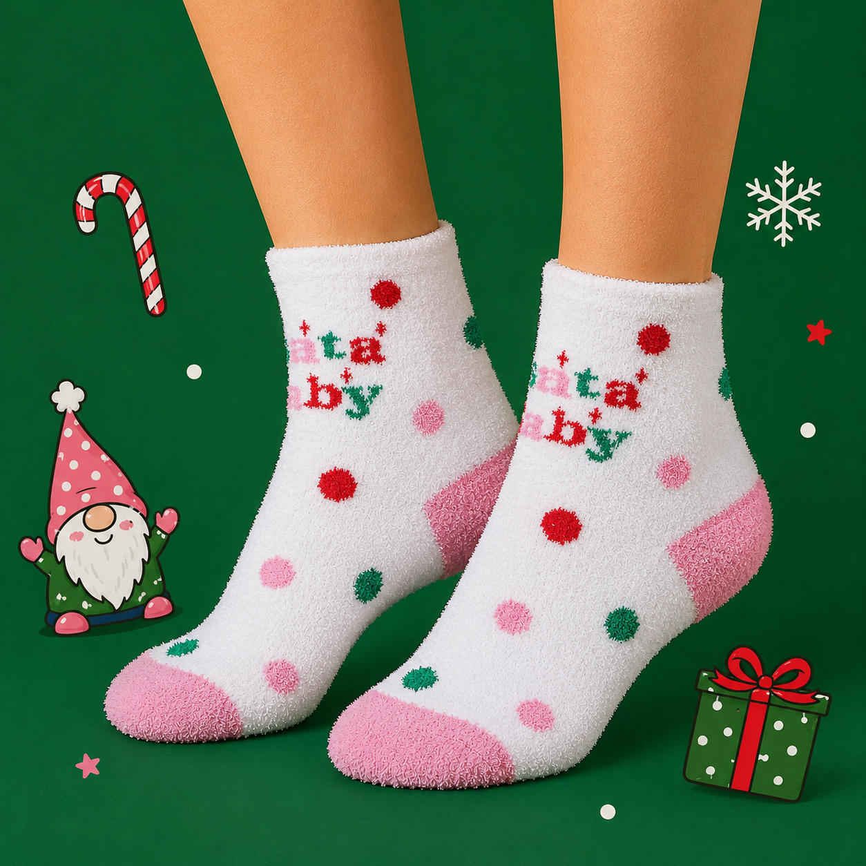 4-in-1 Holiday Santa Baby Socks Gift Bundle | Assorted Christmas Gift Set