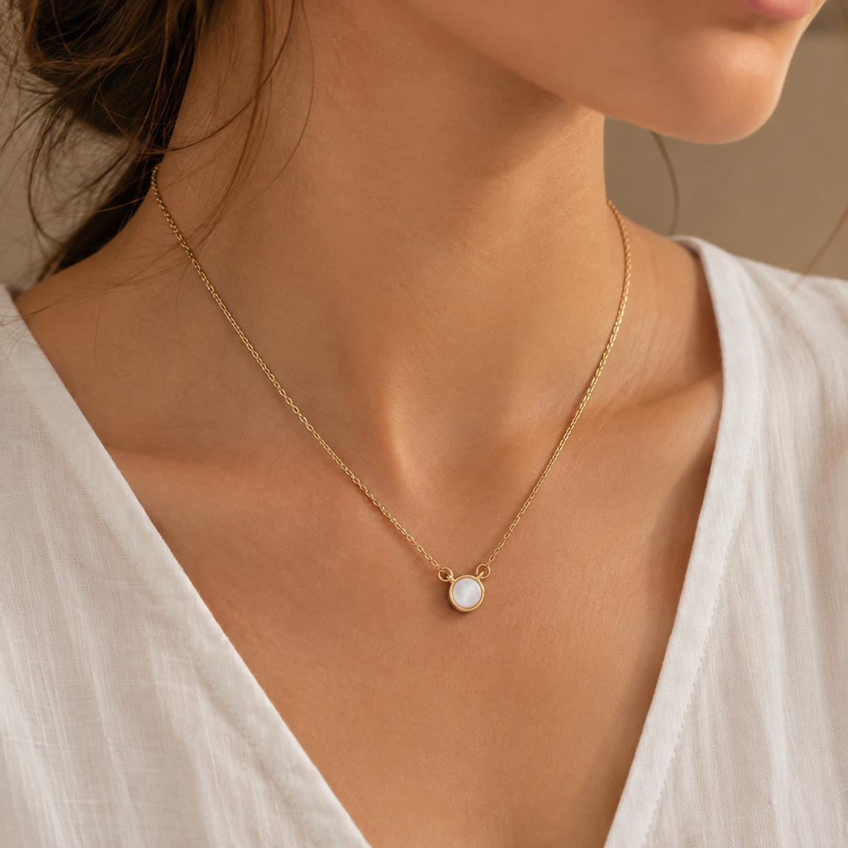Dainty Pearl Circle Necklace | Pearl Jewelry
