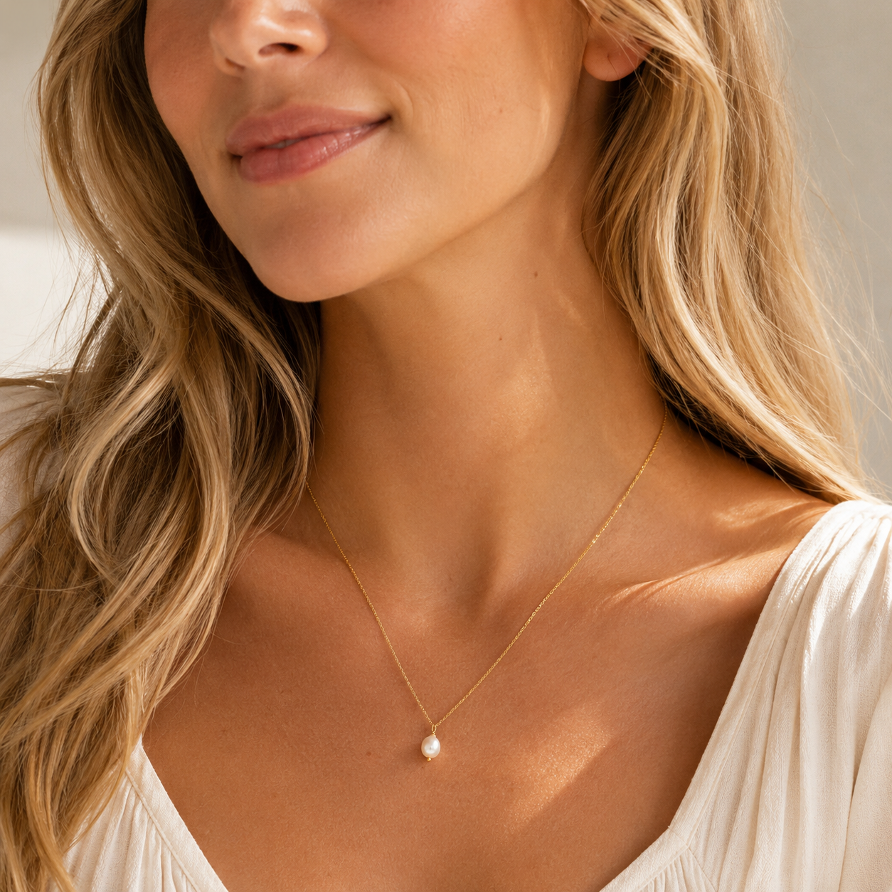 18K Gold Dipped Pearl Pendant Necklace | Elegant Pearl Pendant Necklace