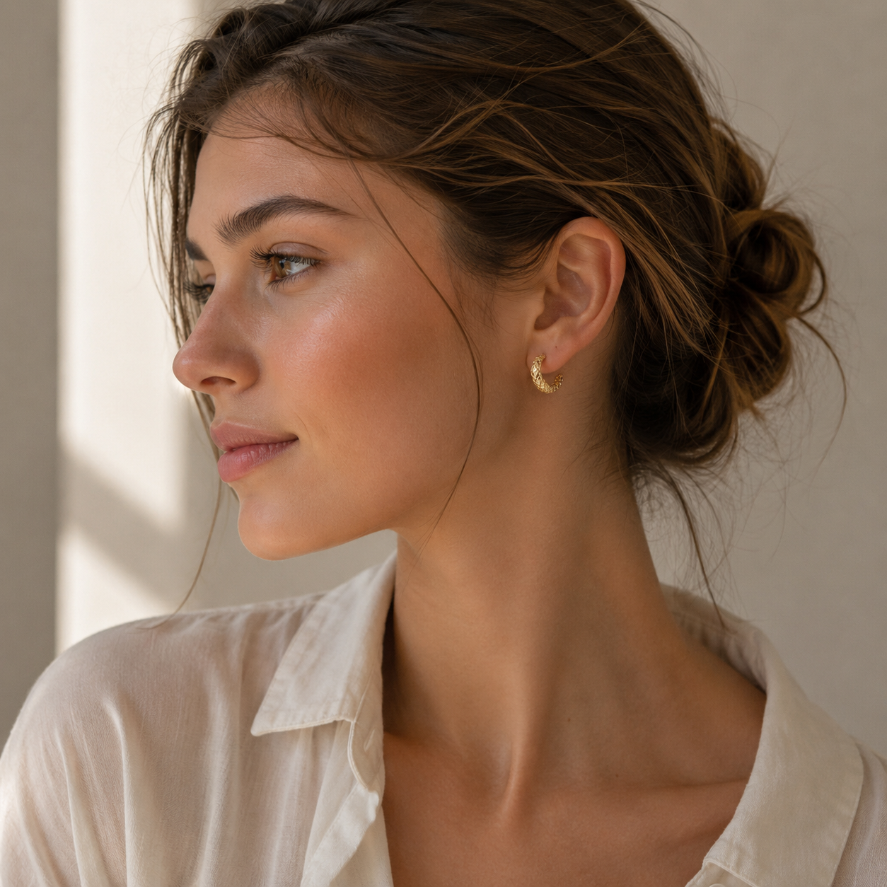 Gold Filled Textured Huggie Hoop Earrings | Everyday Hoops