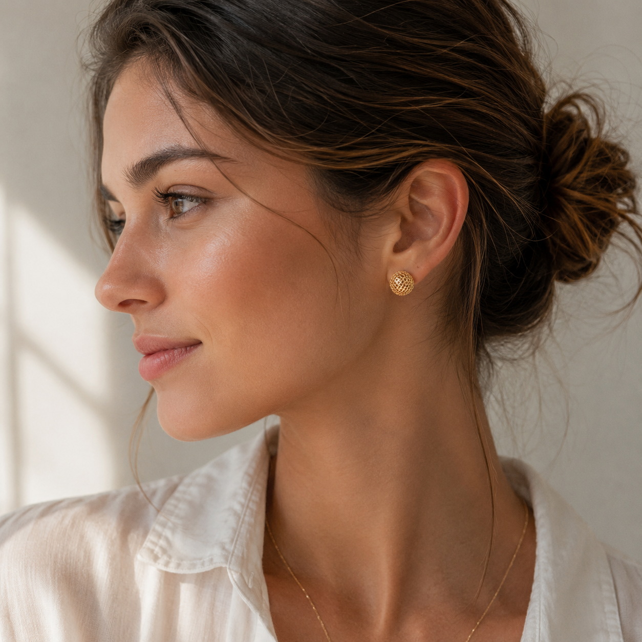 18K Gold Filled Textured Ball Stud Earrings | Statement Studs