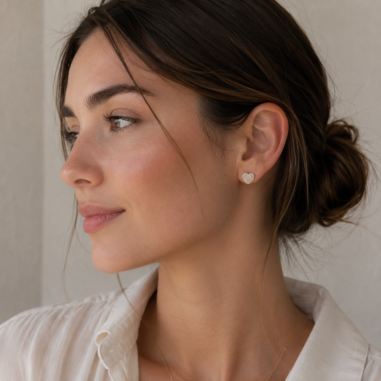 18K Gold Filled Pavé Heart Stud Earrings | CZ Heart Studs