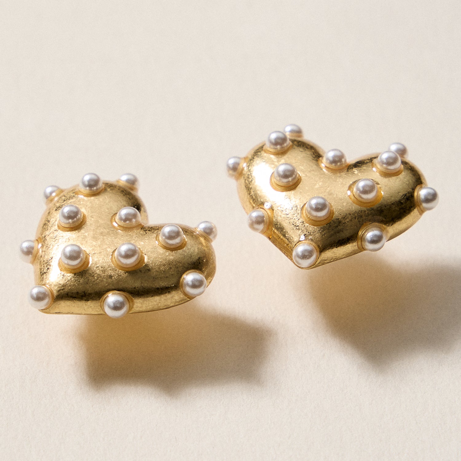 Pearl Studded Heart Earrings – Cute Valentine’s Day Statement Studs