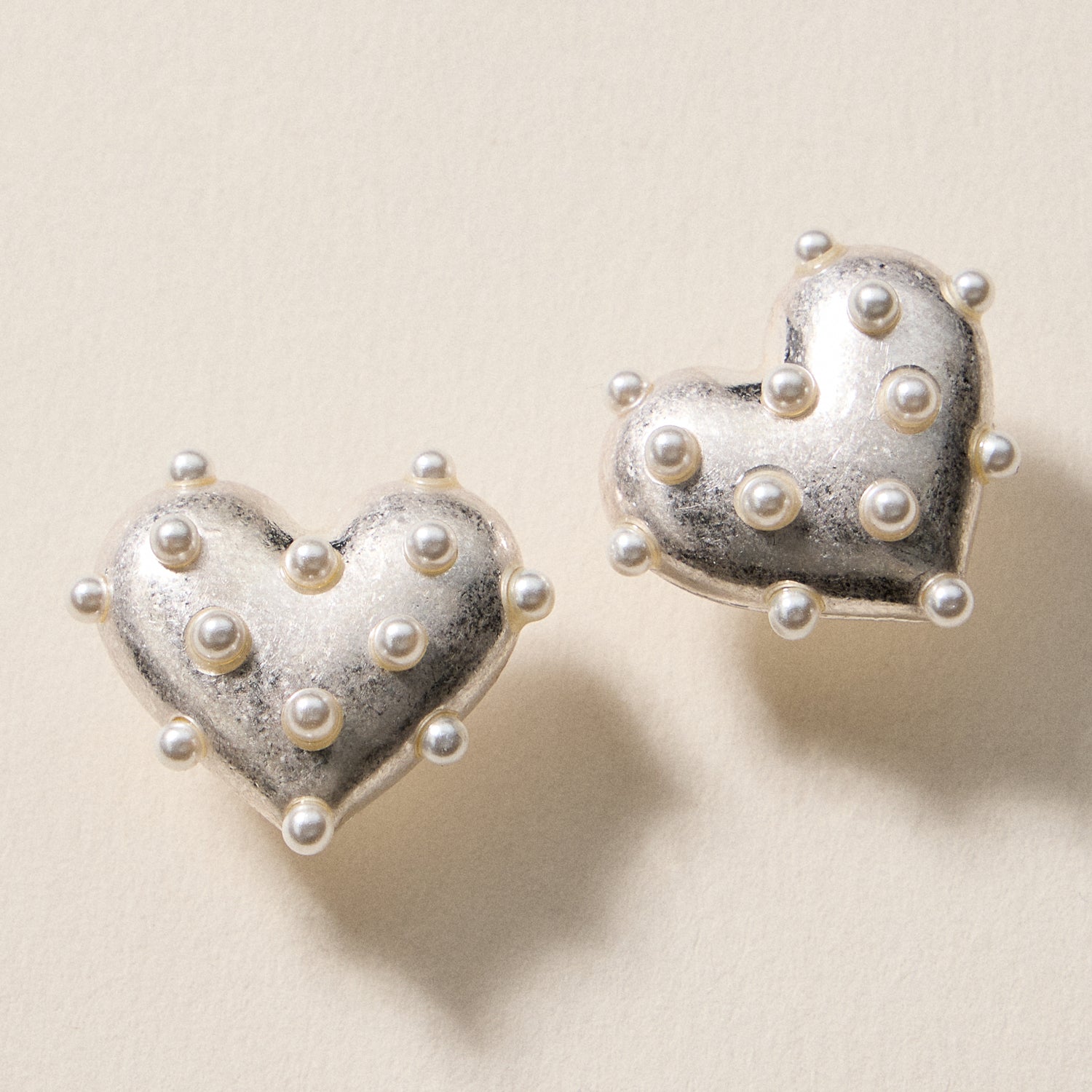 Pearl Studded Heart Earrings – Cute Valentine’s Day Statement Studs