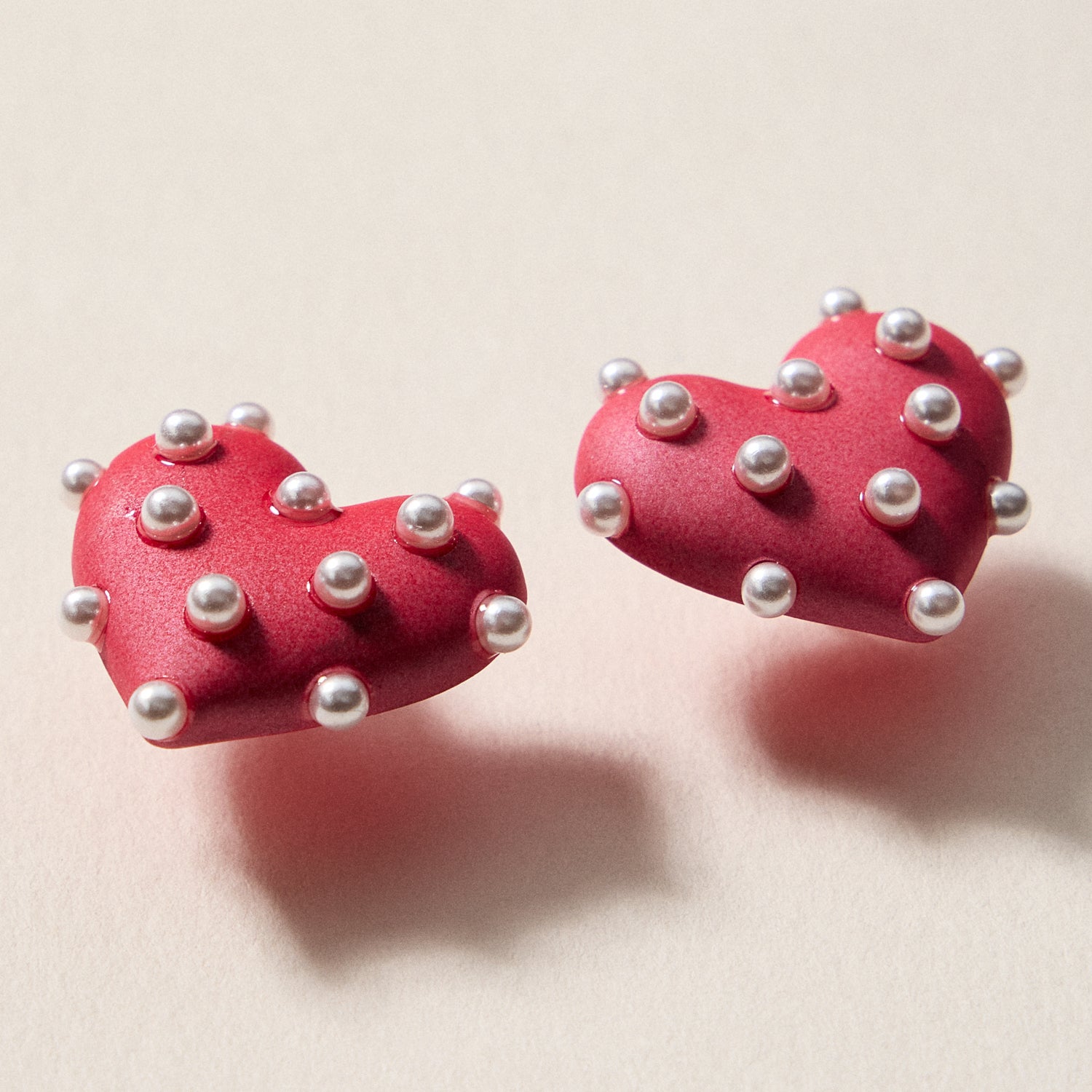 Pearl Studded Heart Earrings – Cute Valentine’s Day Statement Studs