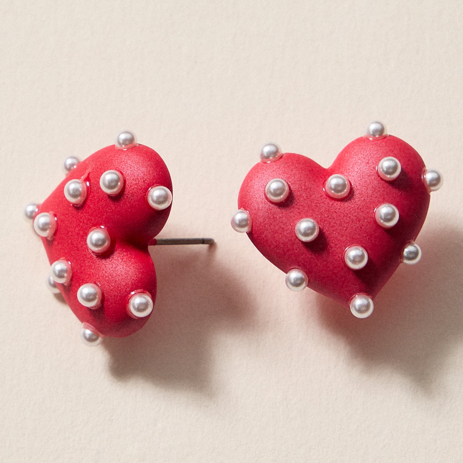 Pearl Studded Heart Earrings – Cute Valentine’s Day Statement Studs