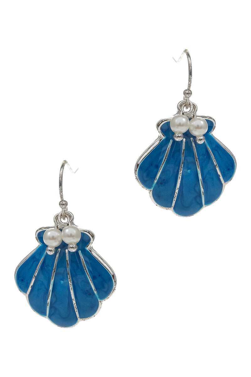 Seashell Drop Earrings with Pearl Detail – Ocean-Inspired Dangle Jewelry