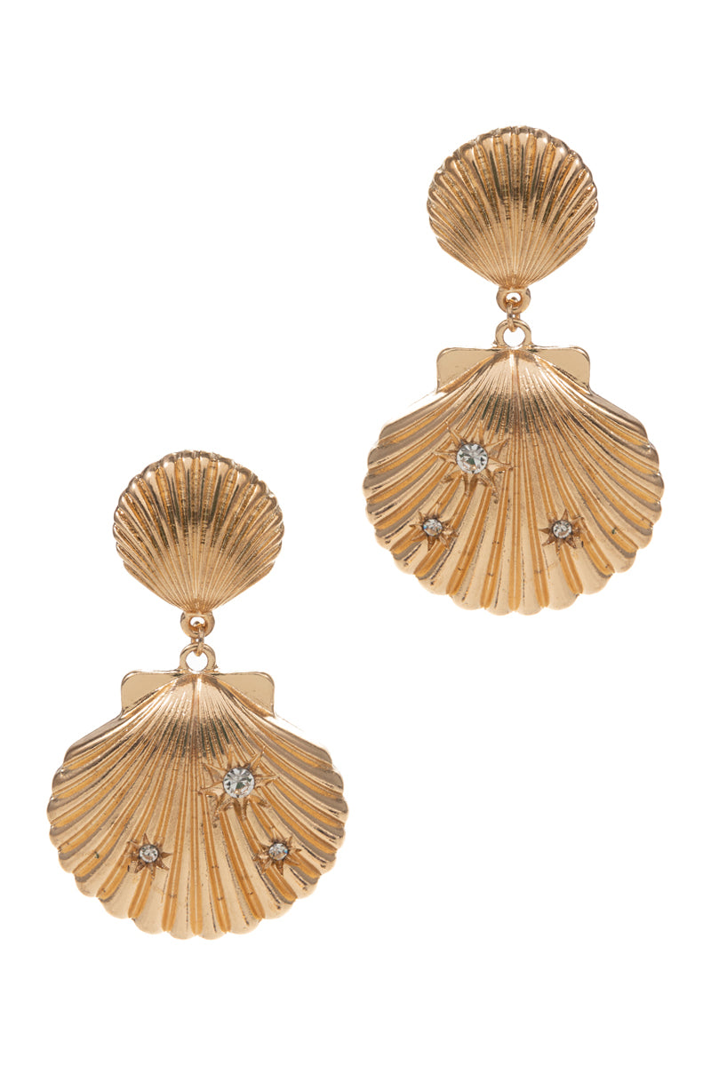 Shell Drop Earrings with Crystal Accents