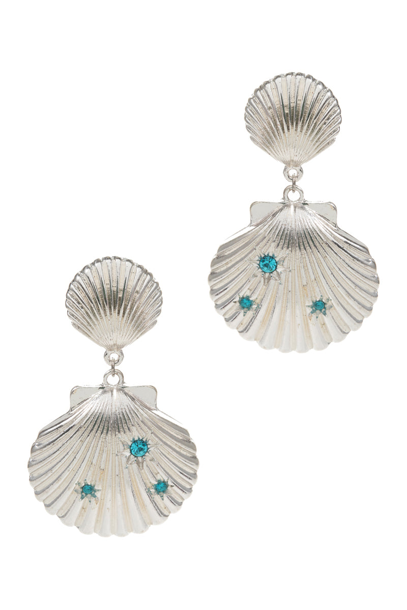 Shell Drop Earrings with Crystal Accents
