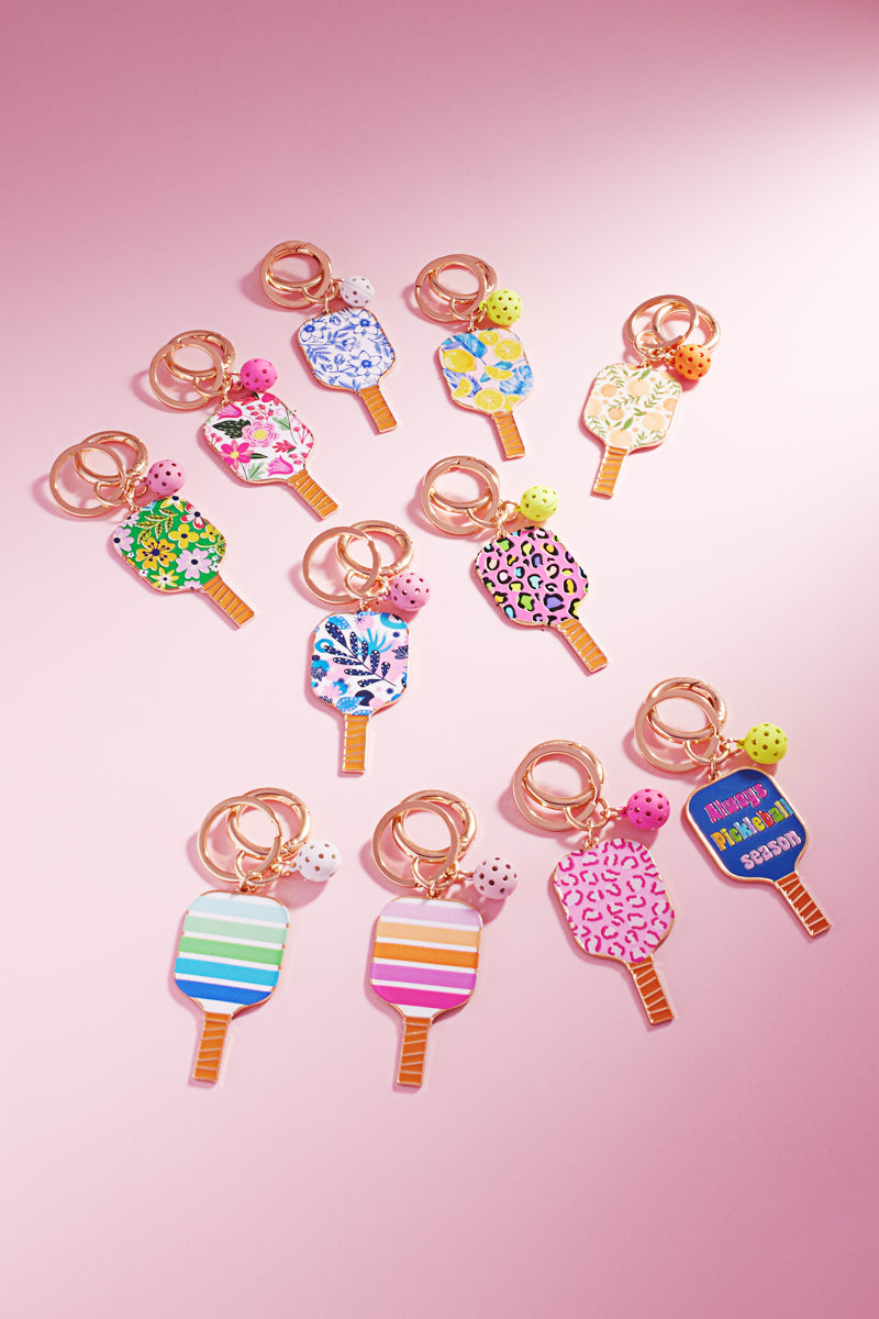 Pickleball Paddle Keychain with Mini Ball Charm – Cute Sports Bag & Key Accessory