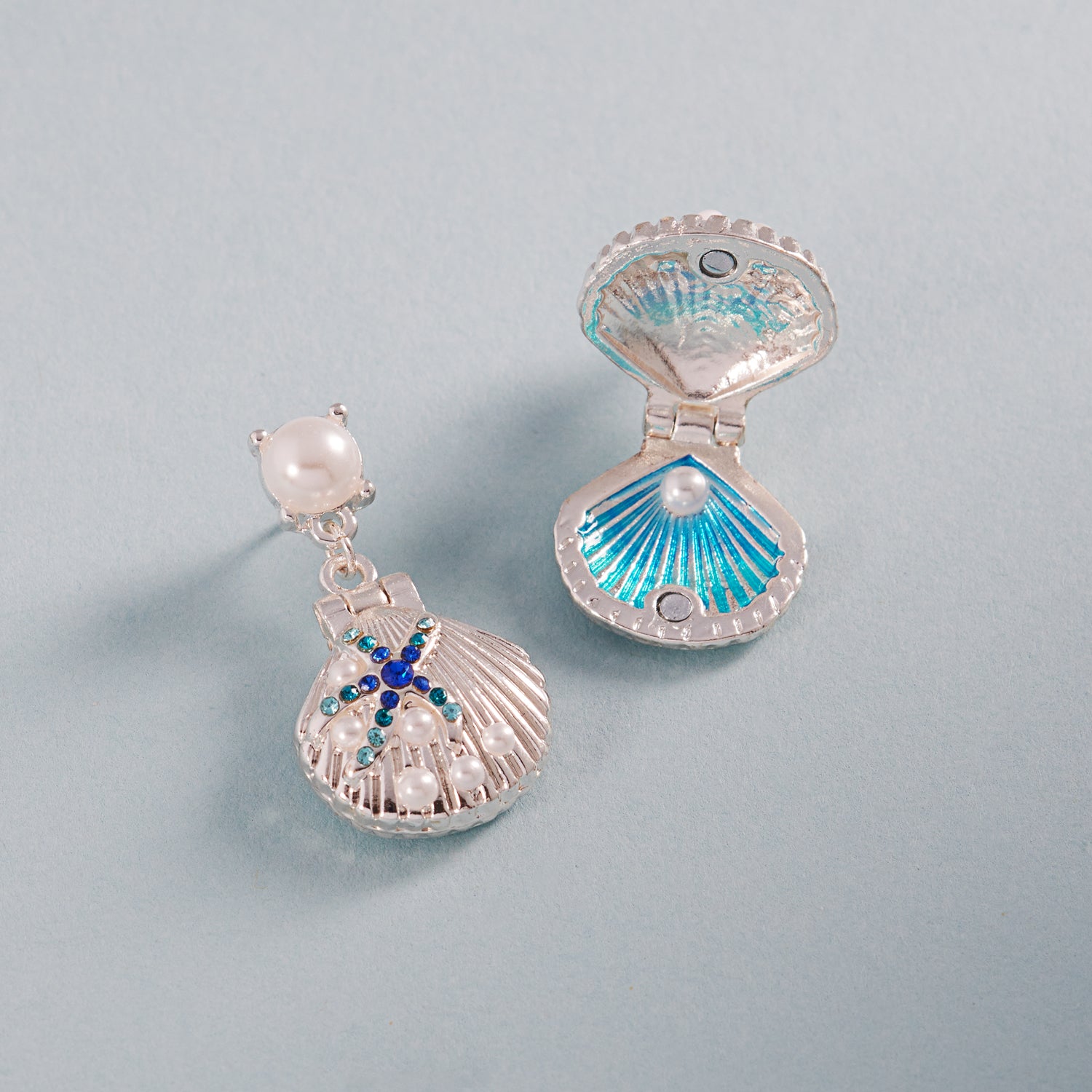 Pearl Seashell Drop Earrings with Rhinestones | Ocean-Inspired Jewelry