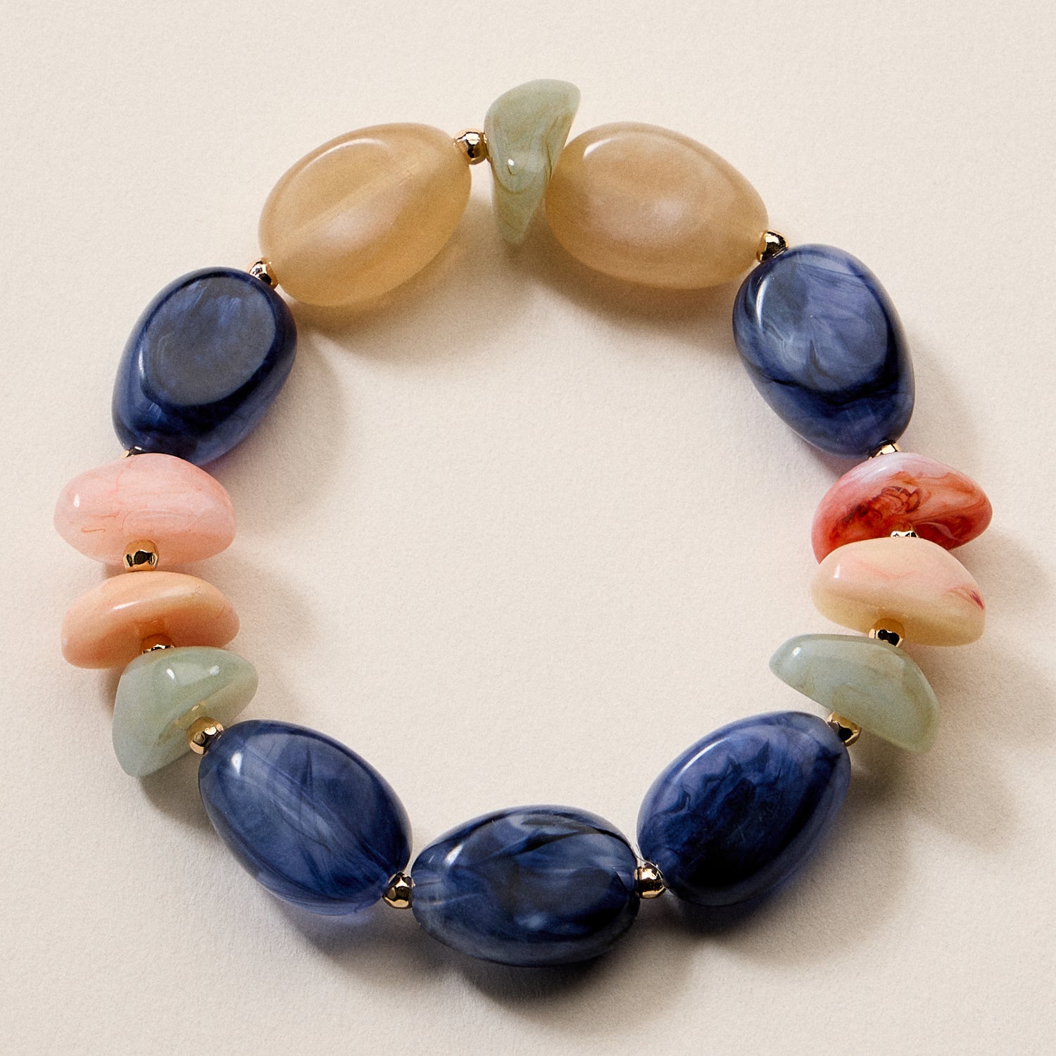 Artisan-Style Organic Resin Bead Stretch Bracelet