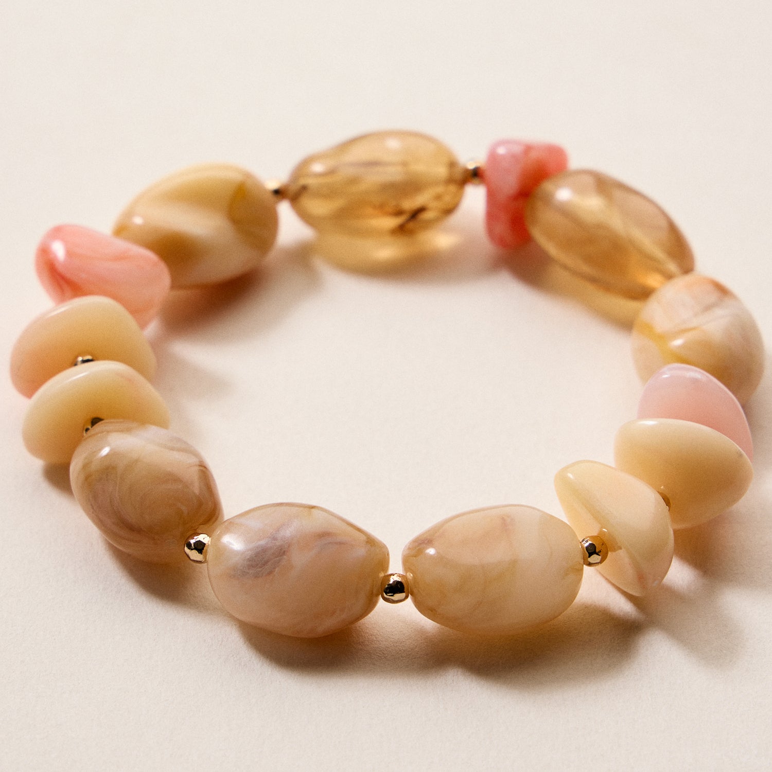 Artisan-Style Organic Resin Bead Stretch Bracelet