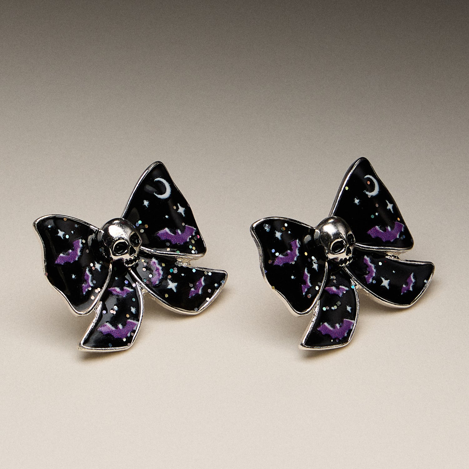 Skull Bow Enamel Stud Earrings