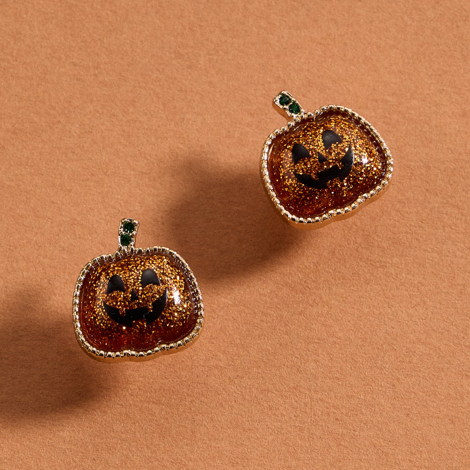 Epoxy Pumpkin Stud Earrings with Hypoallergenic Titanium Backs