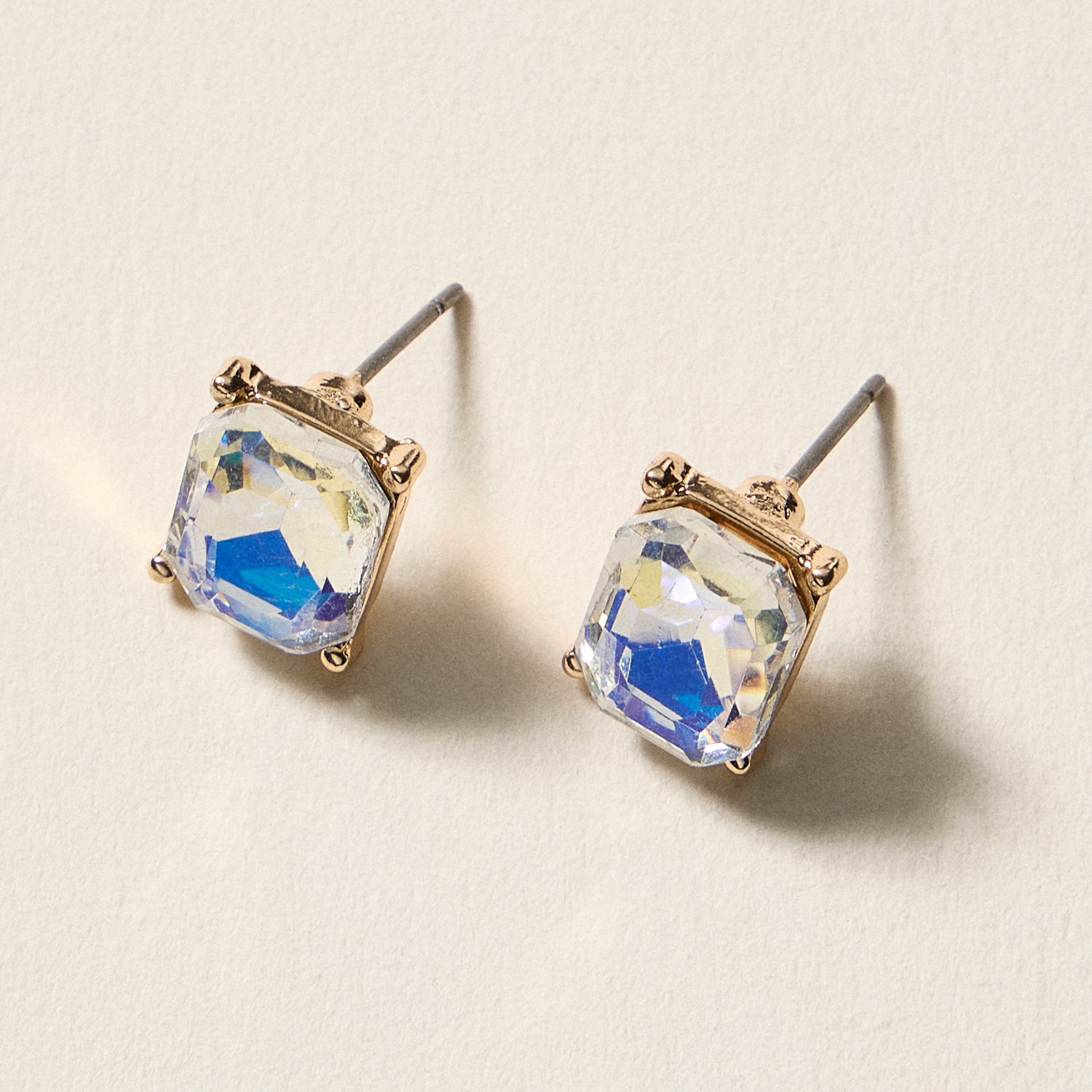 Birthstone Stud Earrings – Emerald-Cut Gemstone Rectangle Post Earrings