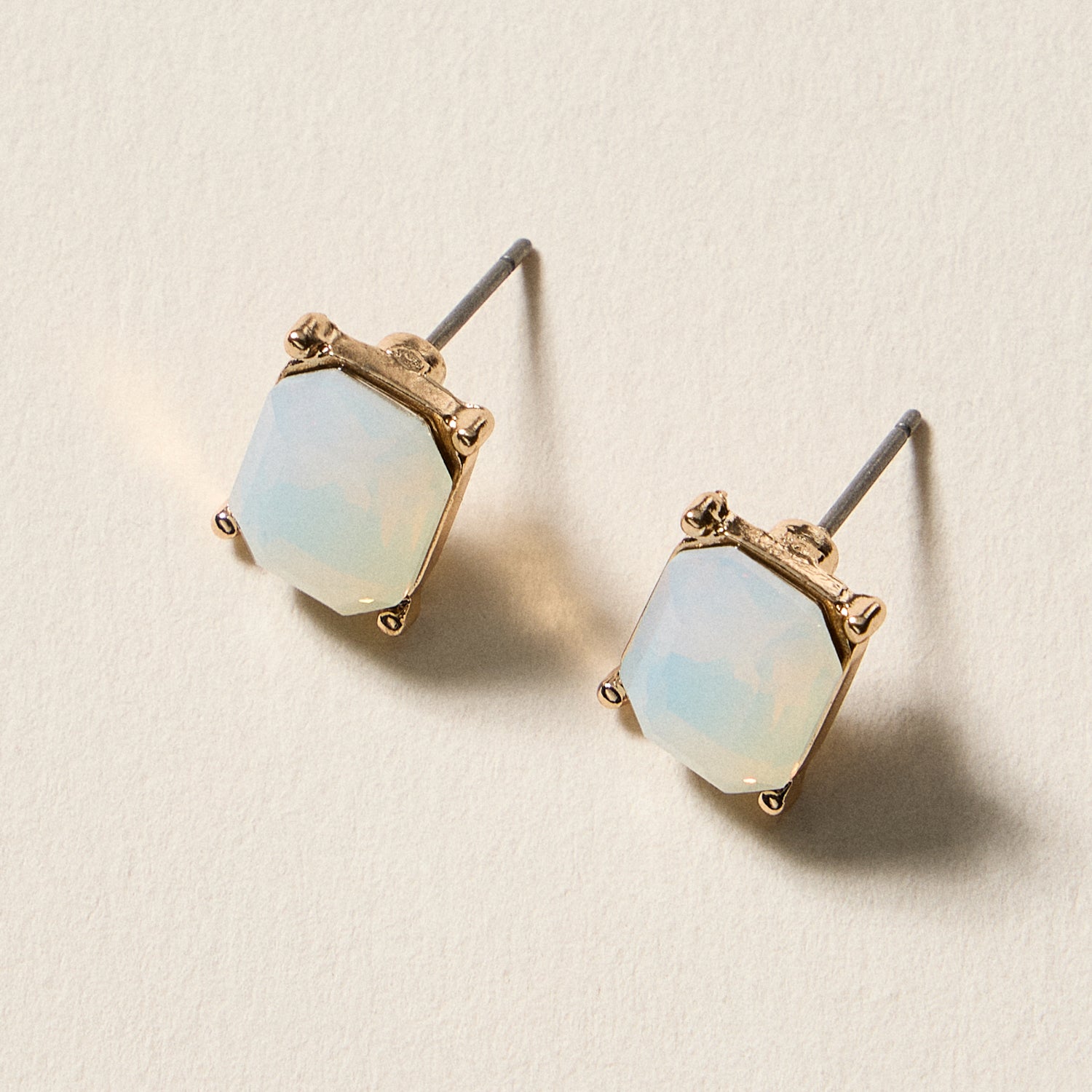 Birthstone Stud Earrings – Emerald-Cut Gemstone Rectangle Post Earrings