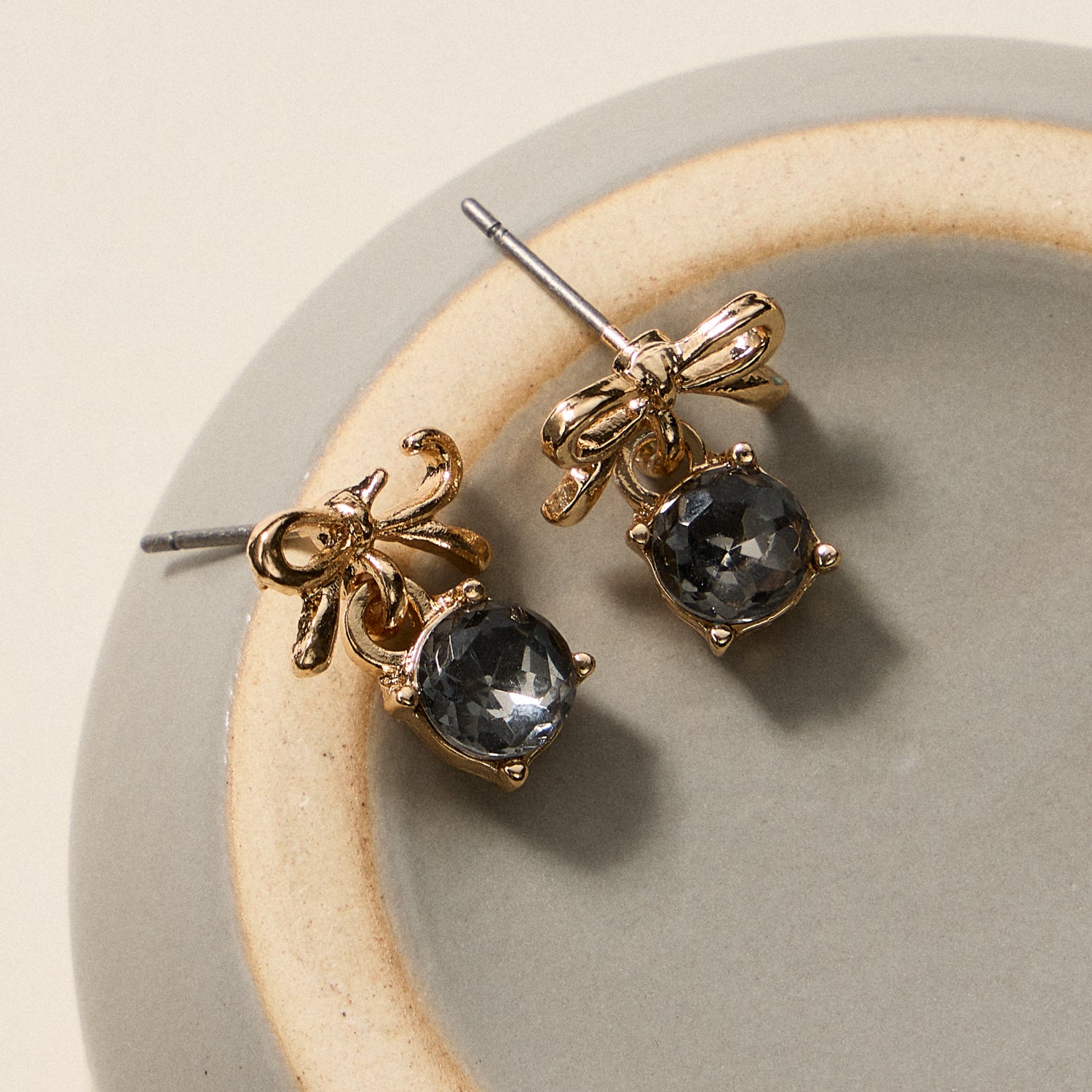 Birthstone Bow Stud Earrings – Dainty Gemstone Post Earrings with Bow Detail