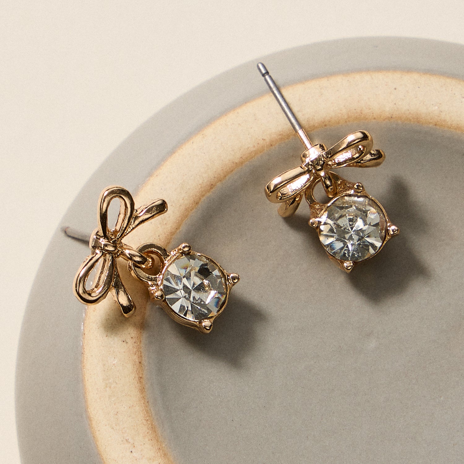 Birthstone Bow Stud Earrings – Dainty Gemstone Post Earrings with Bow Detail