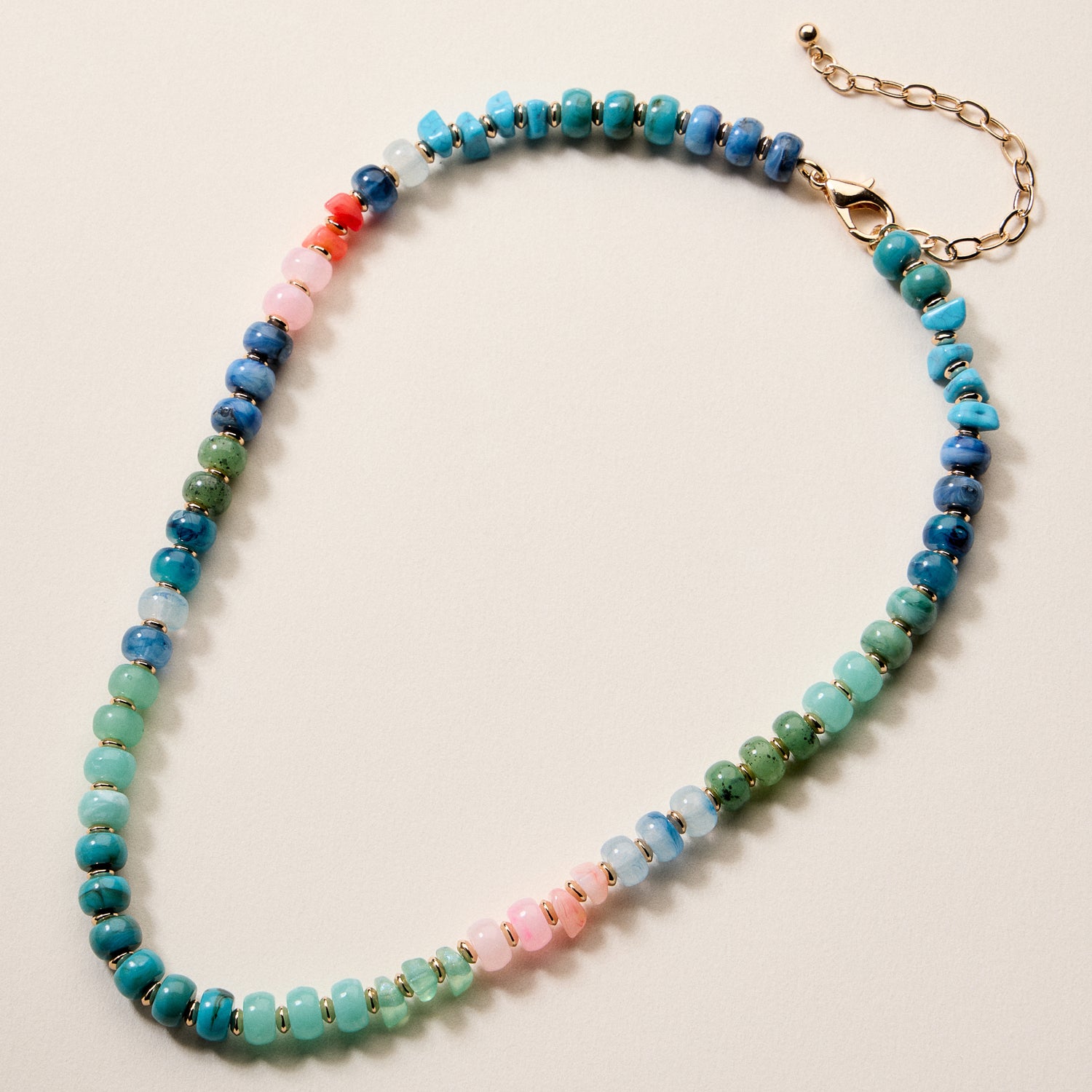Colorful Resin Beaded Necklace – Adjustable Multi-Color Boho Bead Chain