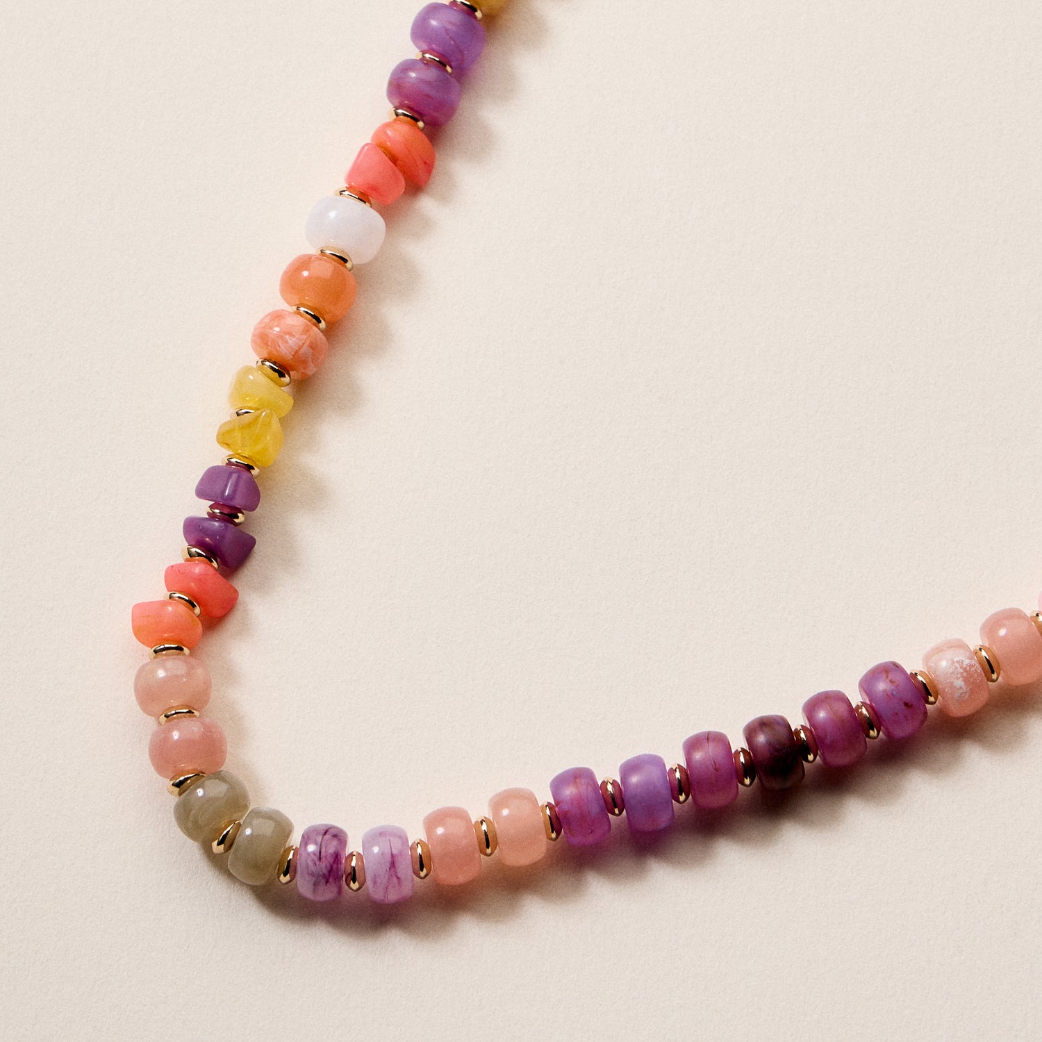 Colorful Resin Beaded Necklace – Adjustable Multi-Color Boho Bead Chain