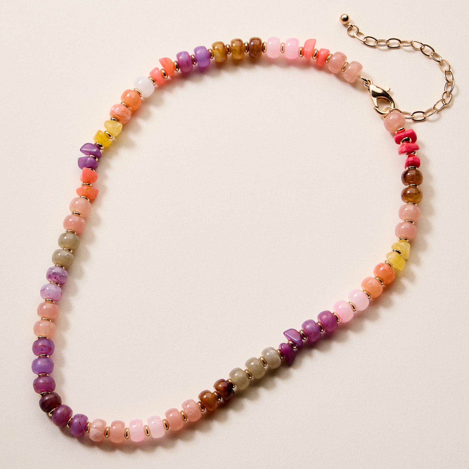 Colorful Resin Beaded Necklace – Adjustable Multi-Color Boho Bead Chain