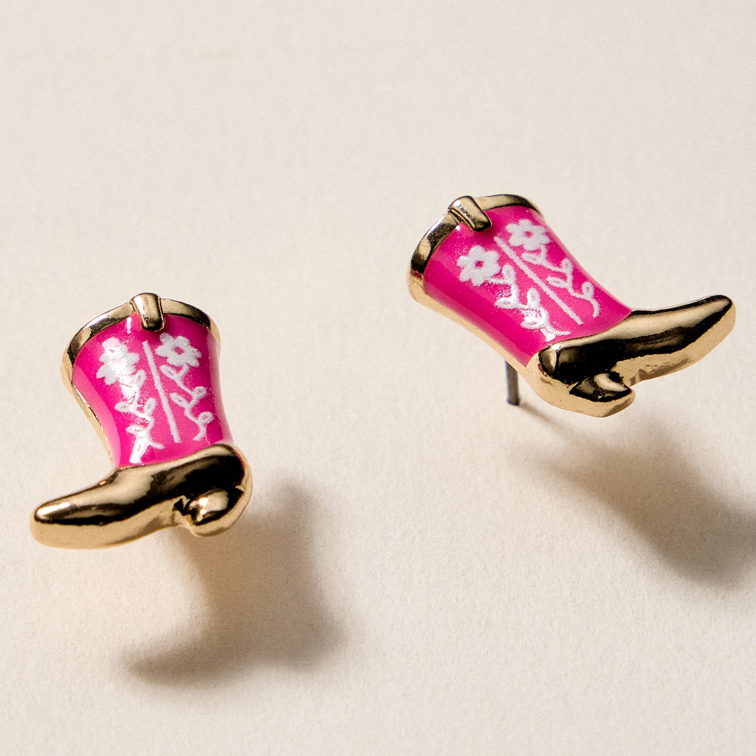 Mini Western Cowboy Boot Enamel Stud Earrings – Assorted Colors & Patterns - Frem