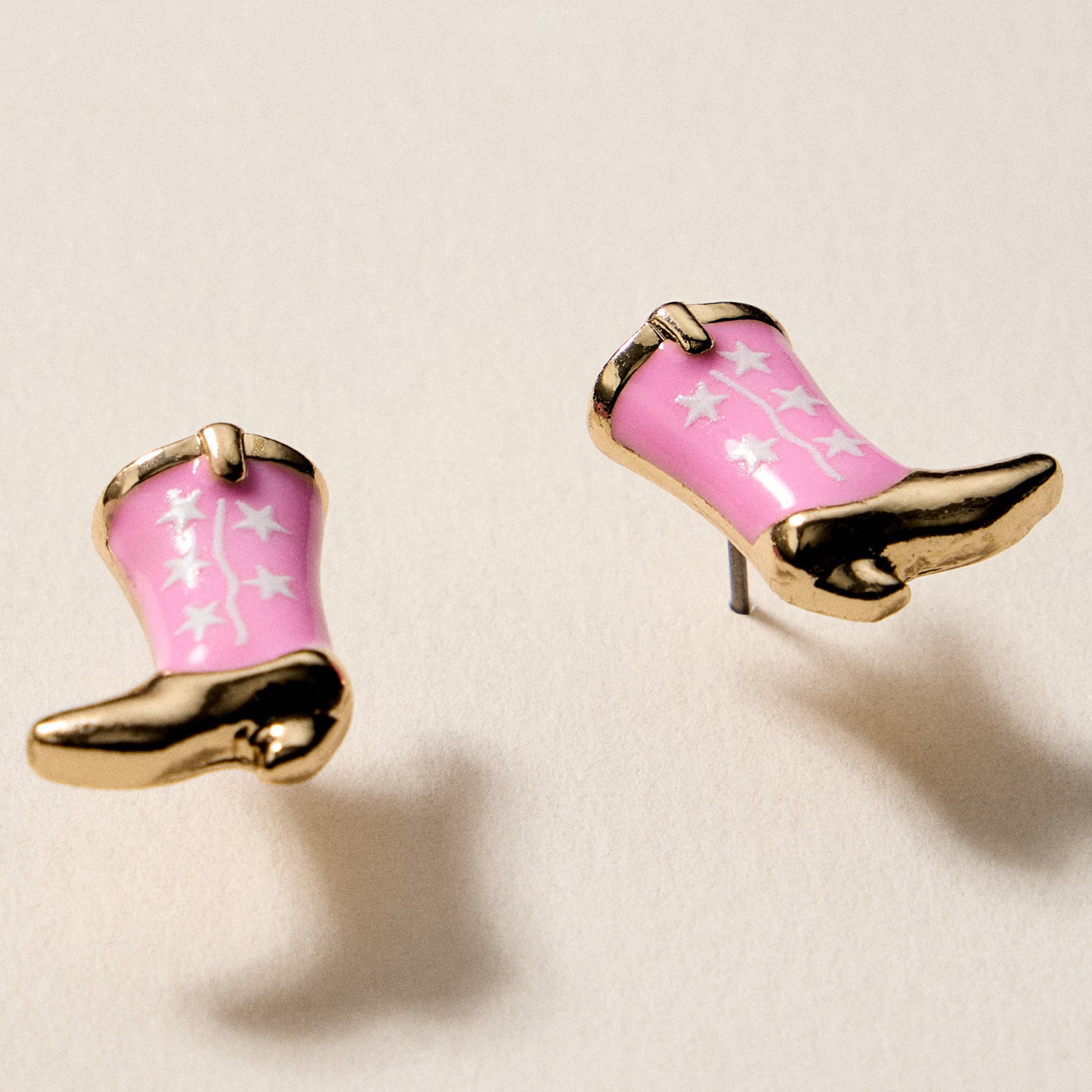 Mini Western Cowboy Boot Enamel Stud Earrings – Assorted Colors & Patterns - Frem