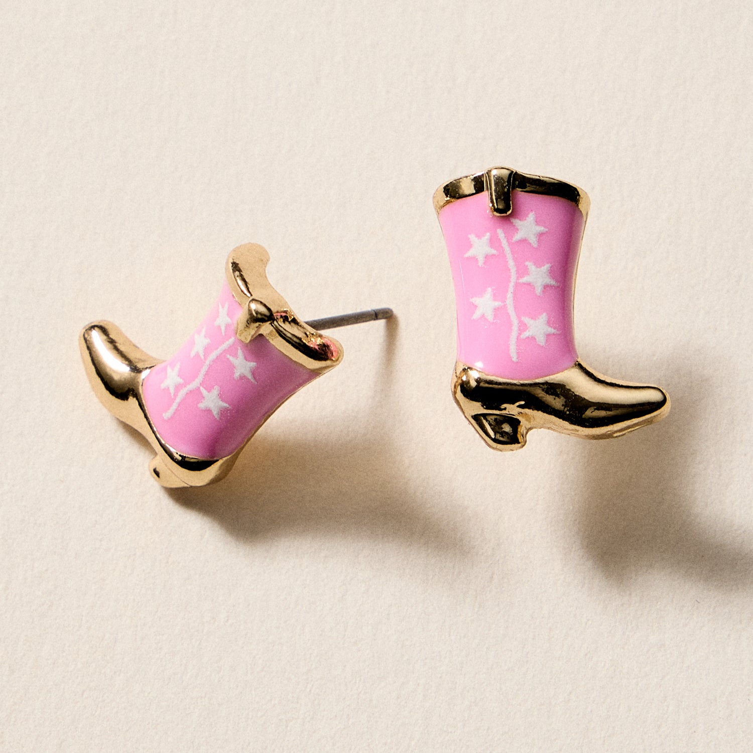 Mini Western Cowboy Boot Enamel Stud Earrings – Assorted Colors & Patterns - Frem