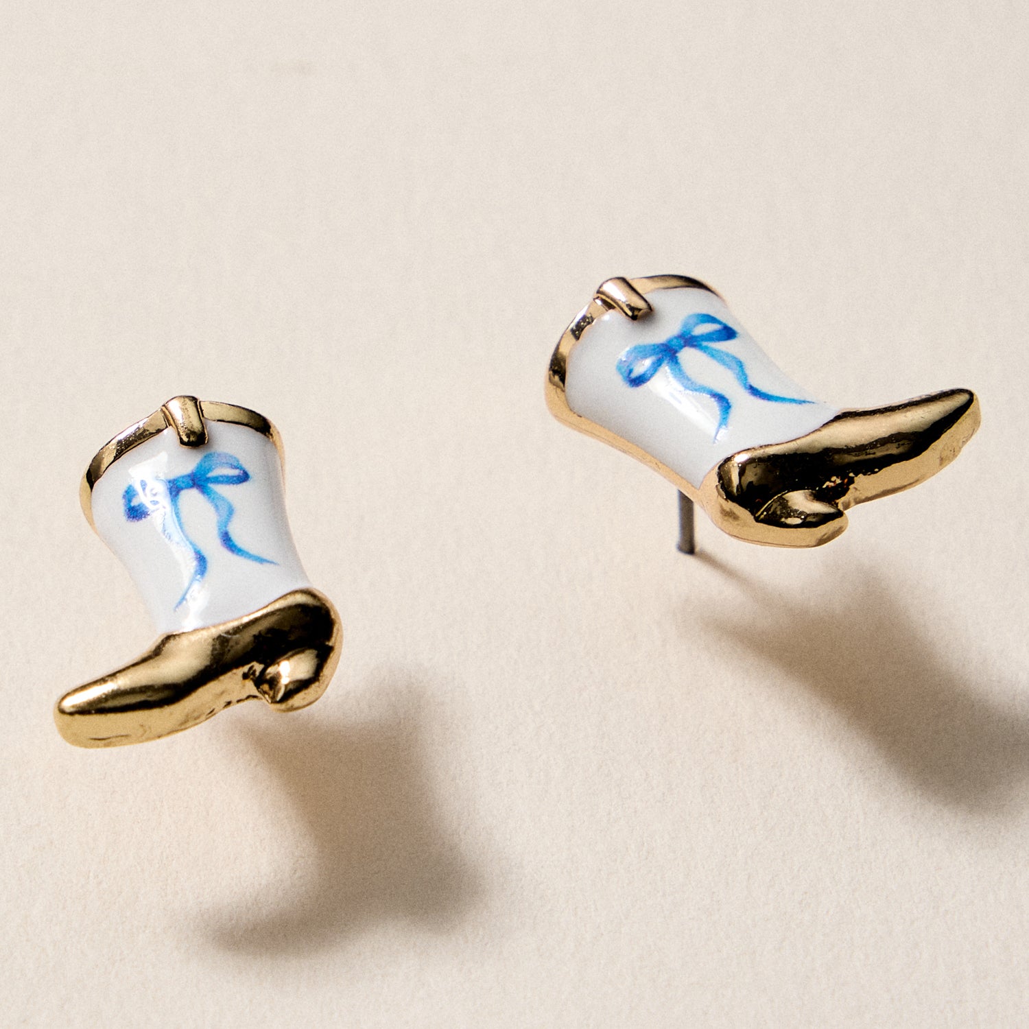 Mini Western Cowboy Boot Enamel Stud Earrings – Assorted Colors & Patterns - Frem