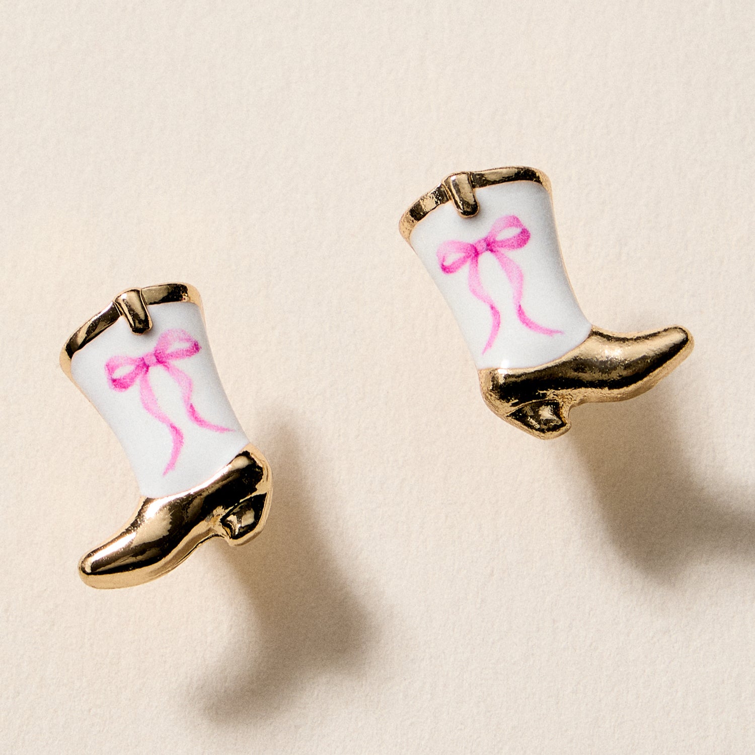 Mini Western Cowboy Boot Enamel Stud Earrings – Assorted Colors & Patterns - Frem
