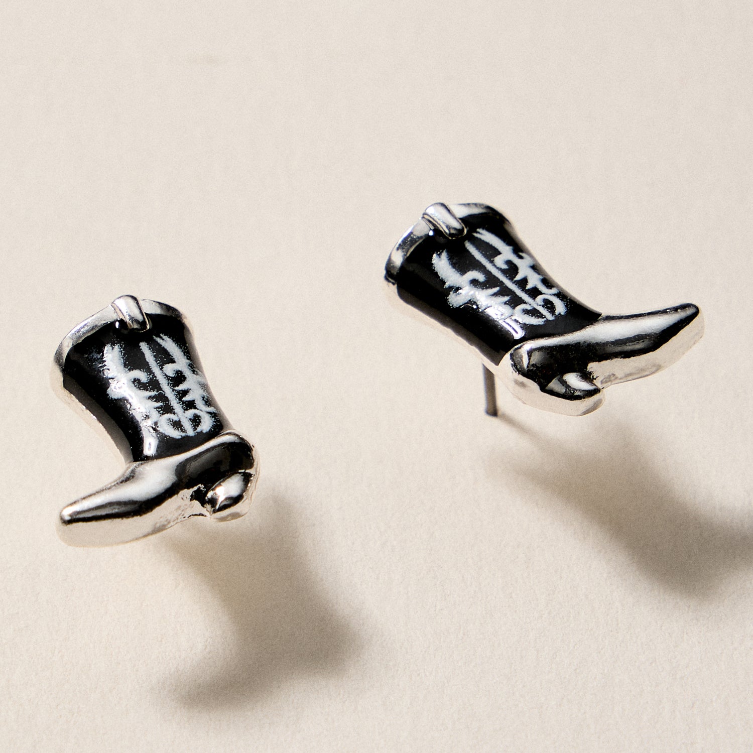 Mini Western Cowboy Boot Enamel Stud Earrings – Assorted Colors & Patterns - Frem