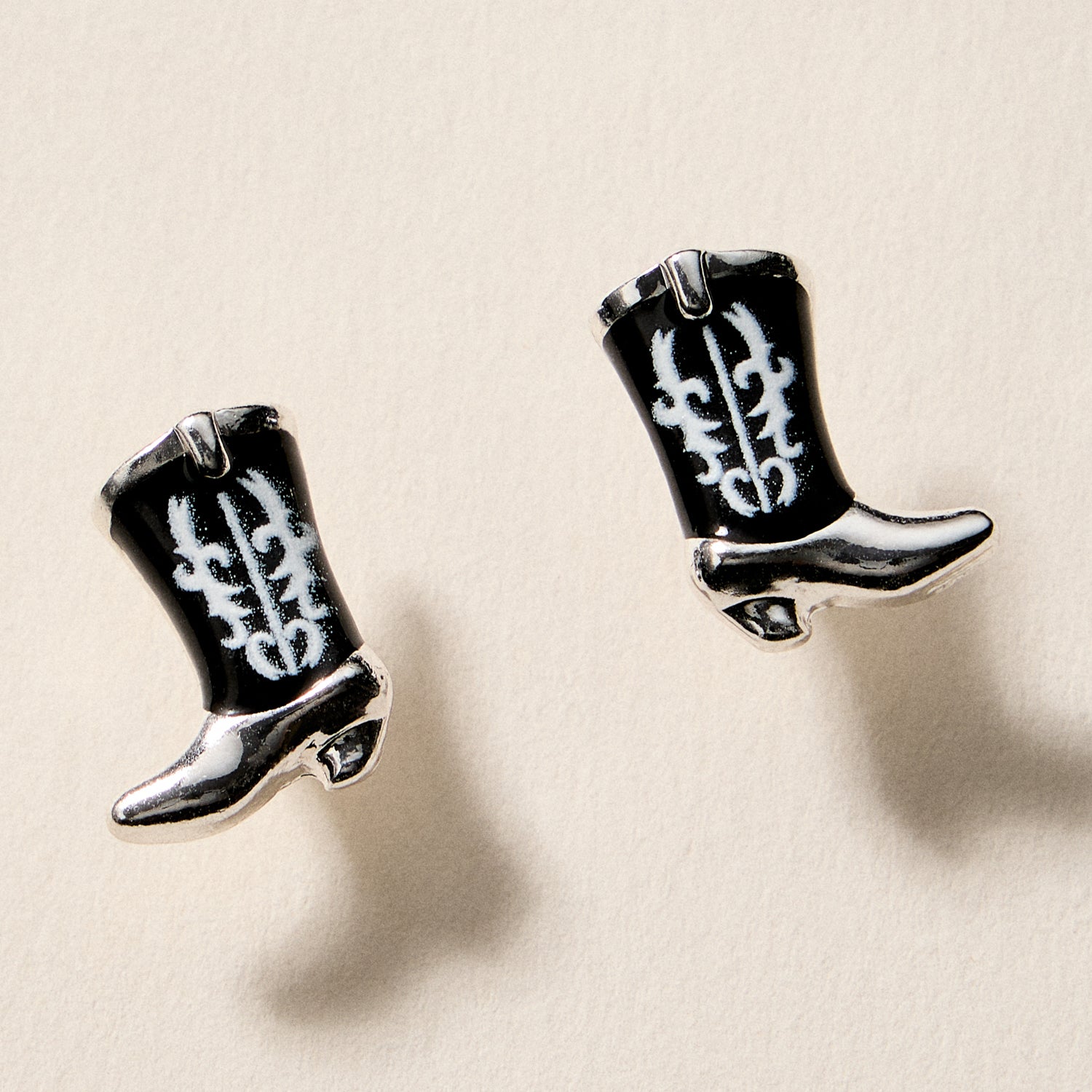 Mini Western Cowboy Boot Enamel Stud Earrings – Assorted Colors & Patterns - Frem
