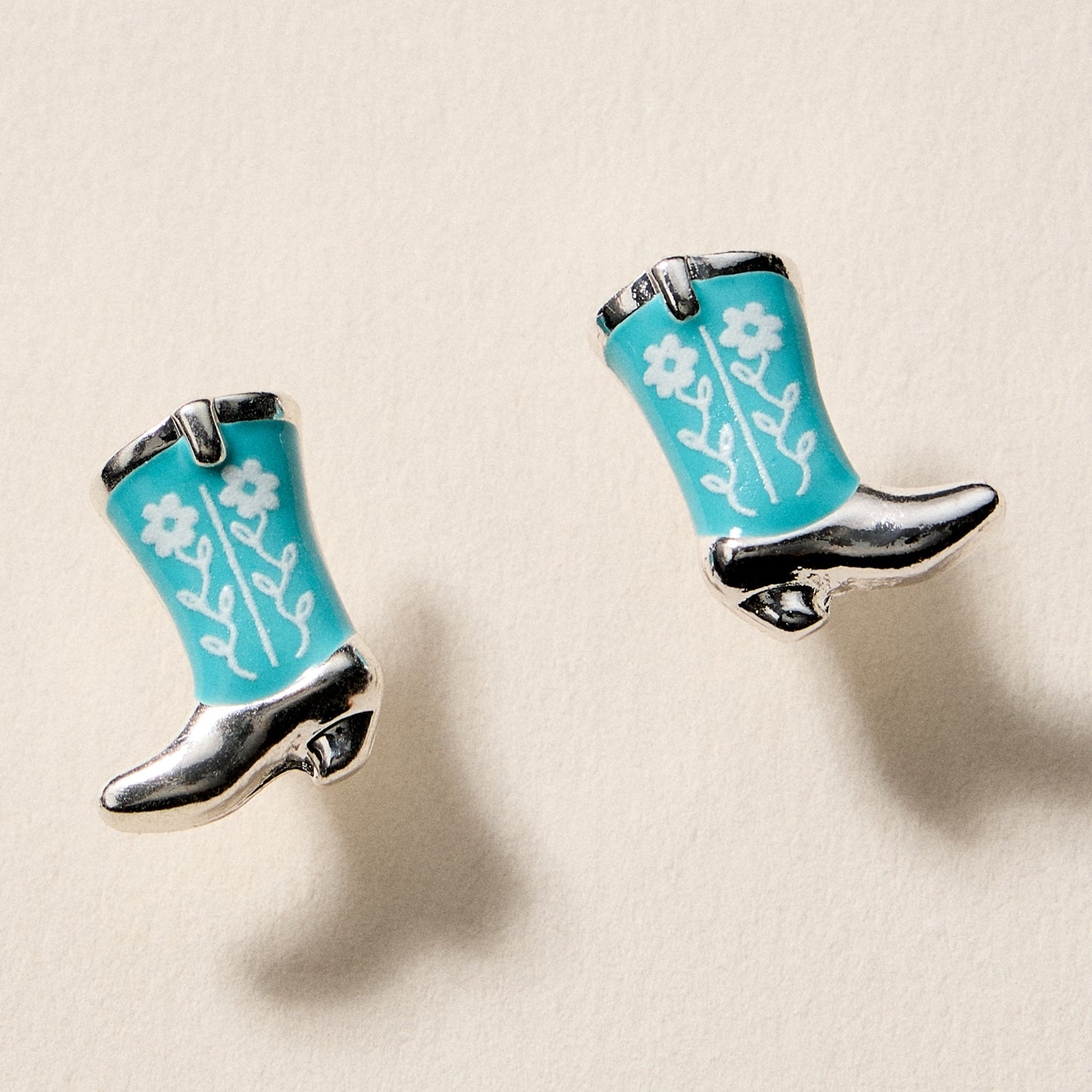 Mini Western Cowboy Boot Enamel Stud Earrings – Assorted Colors & Patterns - Frem