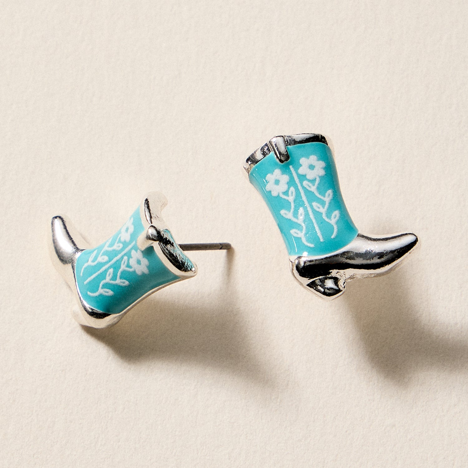 Mini Western Cowboy Boot Enamel Stud Earrings – Assorted Colors & Patterns - Frem