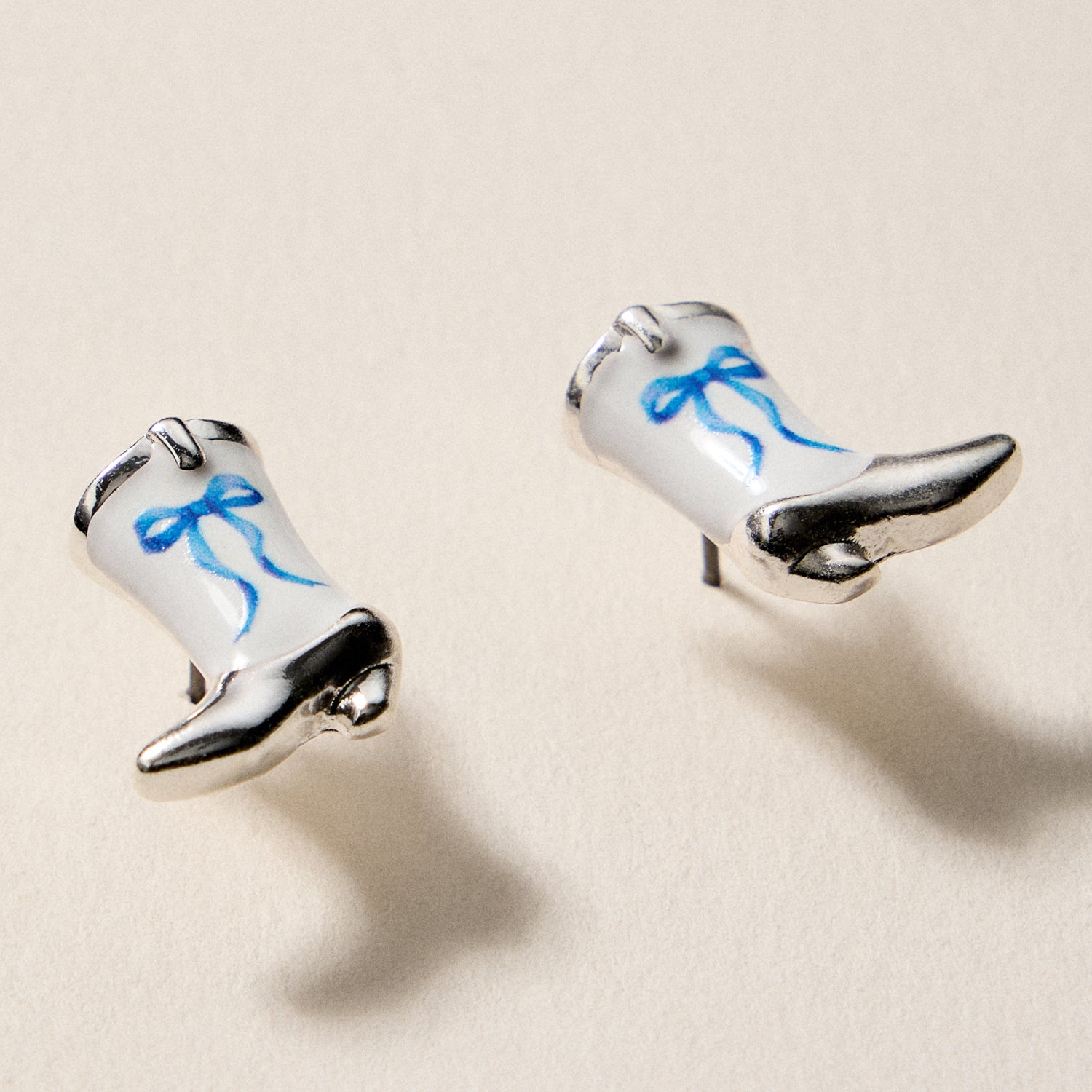 Mini Western Cowboy Boot Enamel Stud Earrings – Assorted Colors & Patterns - Frem