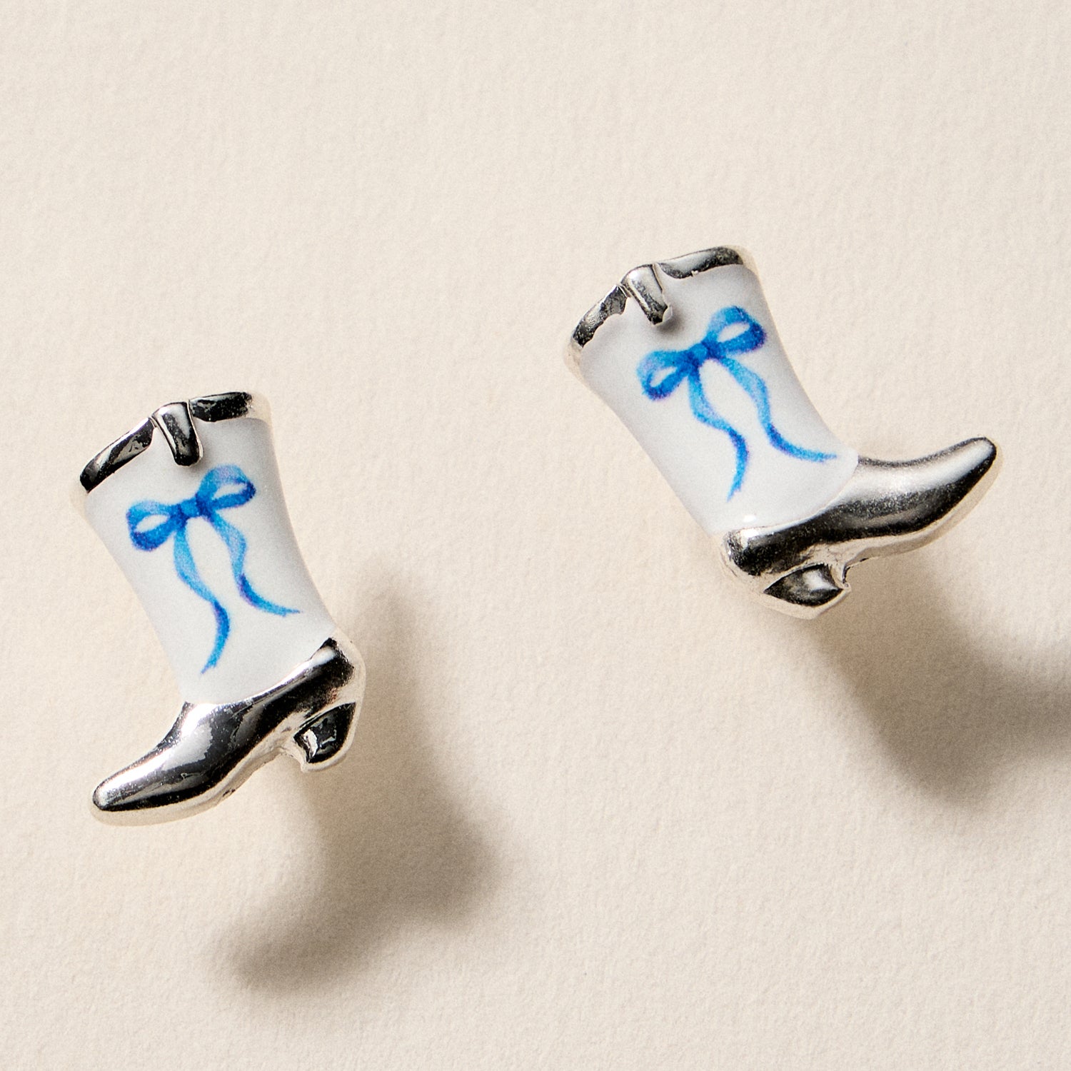 Mini Western Cowboy Boot Enamel Stud Earrings – Assorted Colors & Patterns - Frem