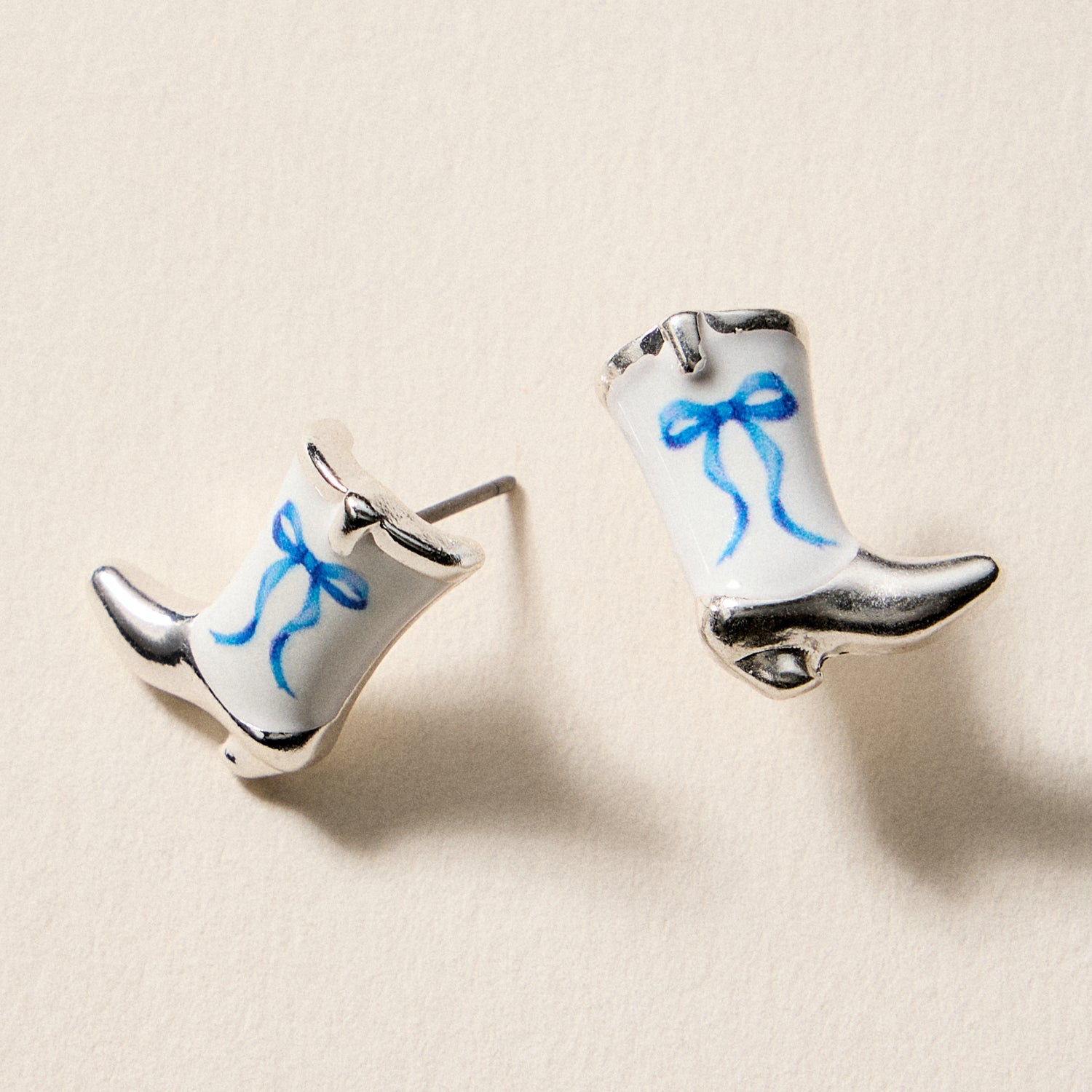 Mini Western Cowboy Boot Enamel Stud Earrings – Assorted Colors & Patterns - Frem