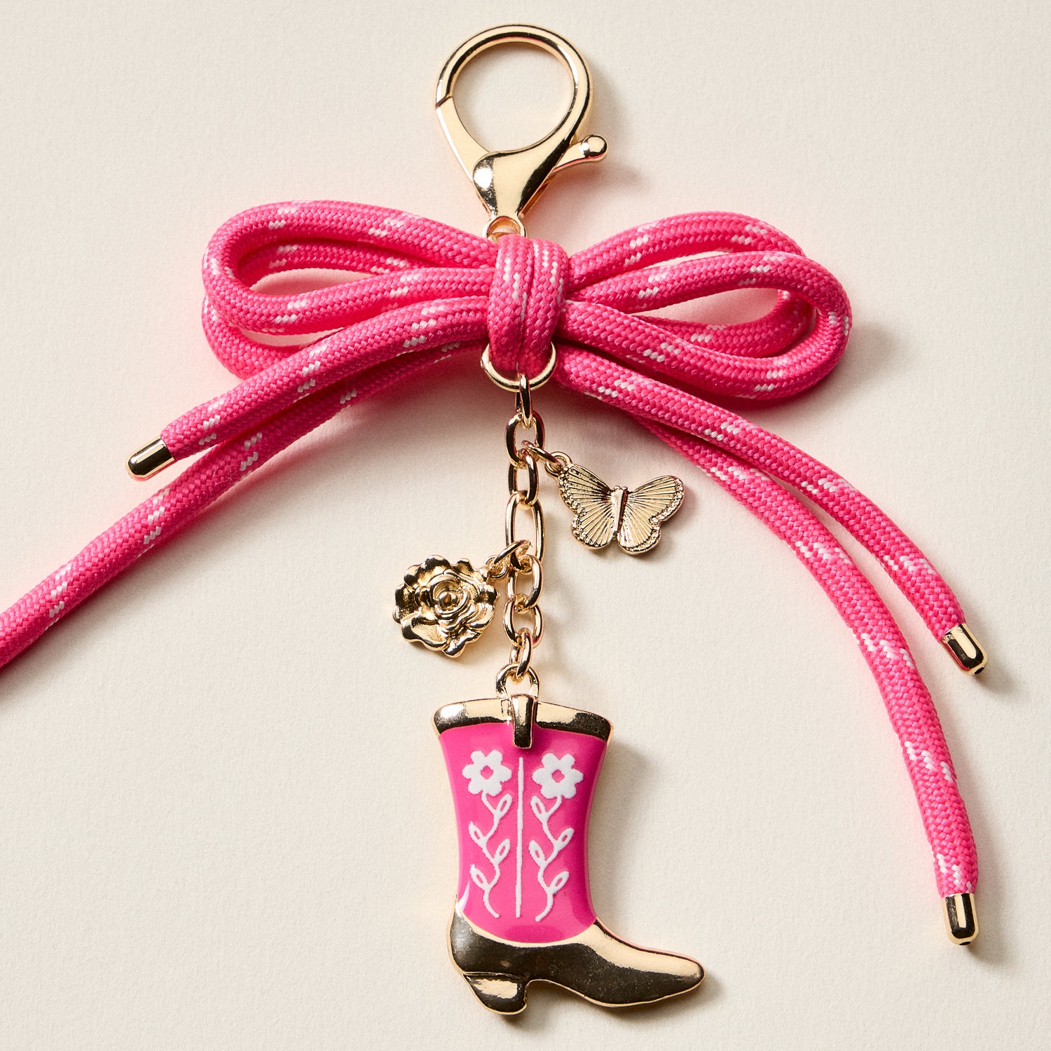Pink Cowboy Boots Enamel Keychain