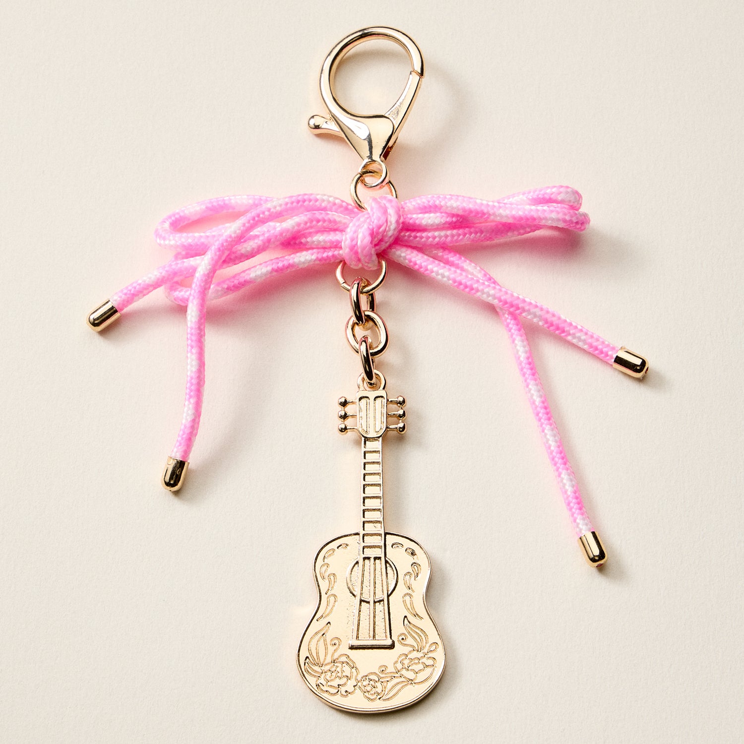 Pink Guitar Enamel Keychain