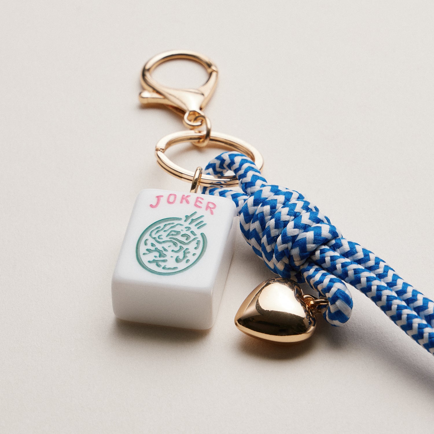 Mahjong Keychain | Heart Charm & Rope