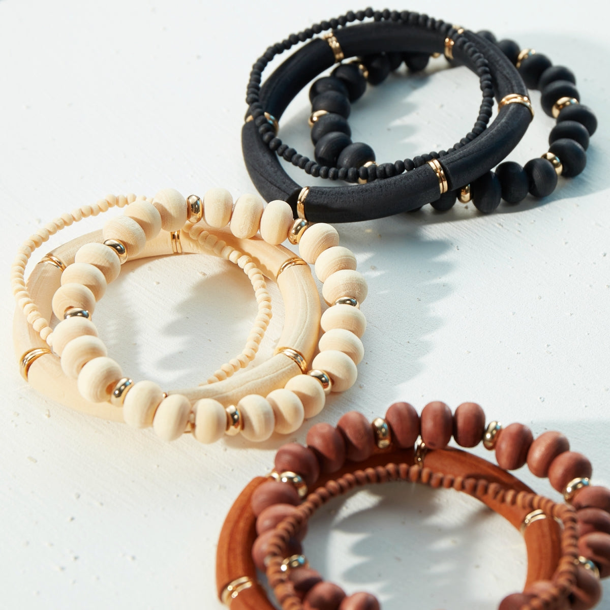 Wood Bead Stretch Bracelet Set